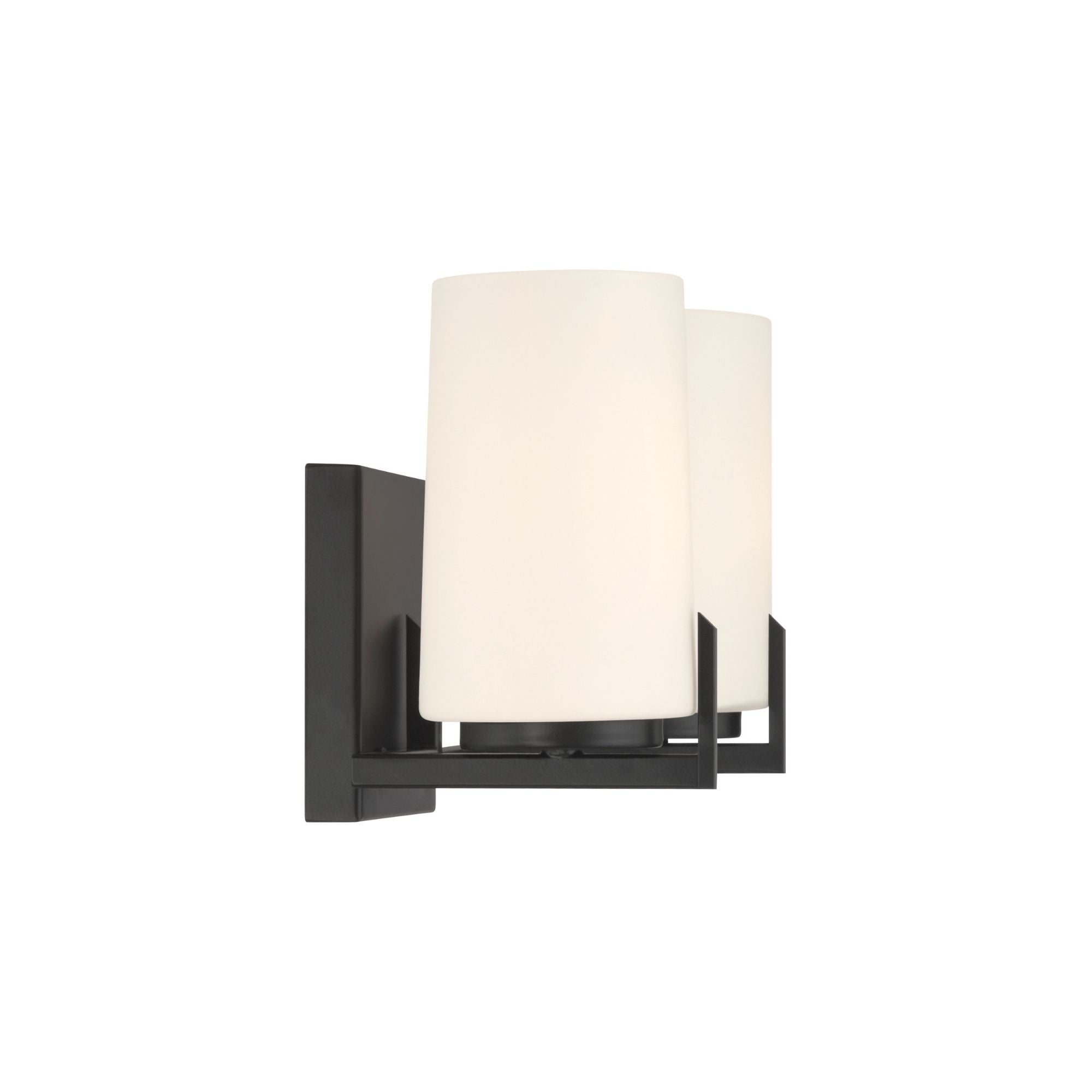 Minka-Lavery Mirelle 16 in. 2-Light Vanity, Dark Matte Black with Etched Opal Glass