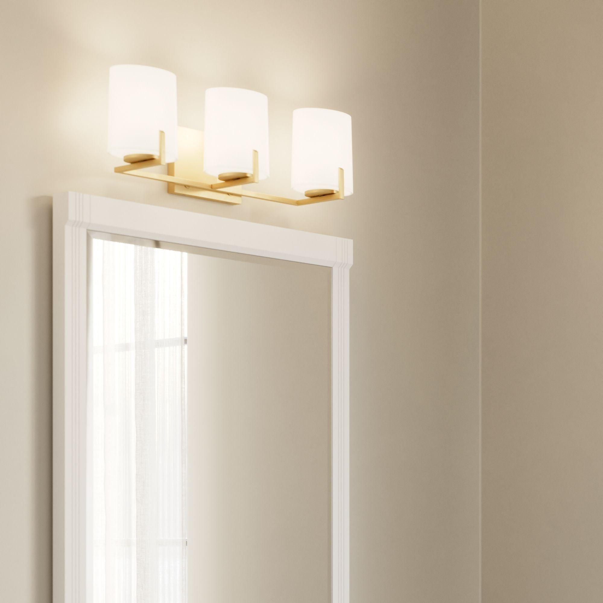 Minka-Lavery Mirelle 25 in. 3-Light Vanity, Legacy Brass with Etched Opal Glass