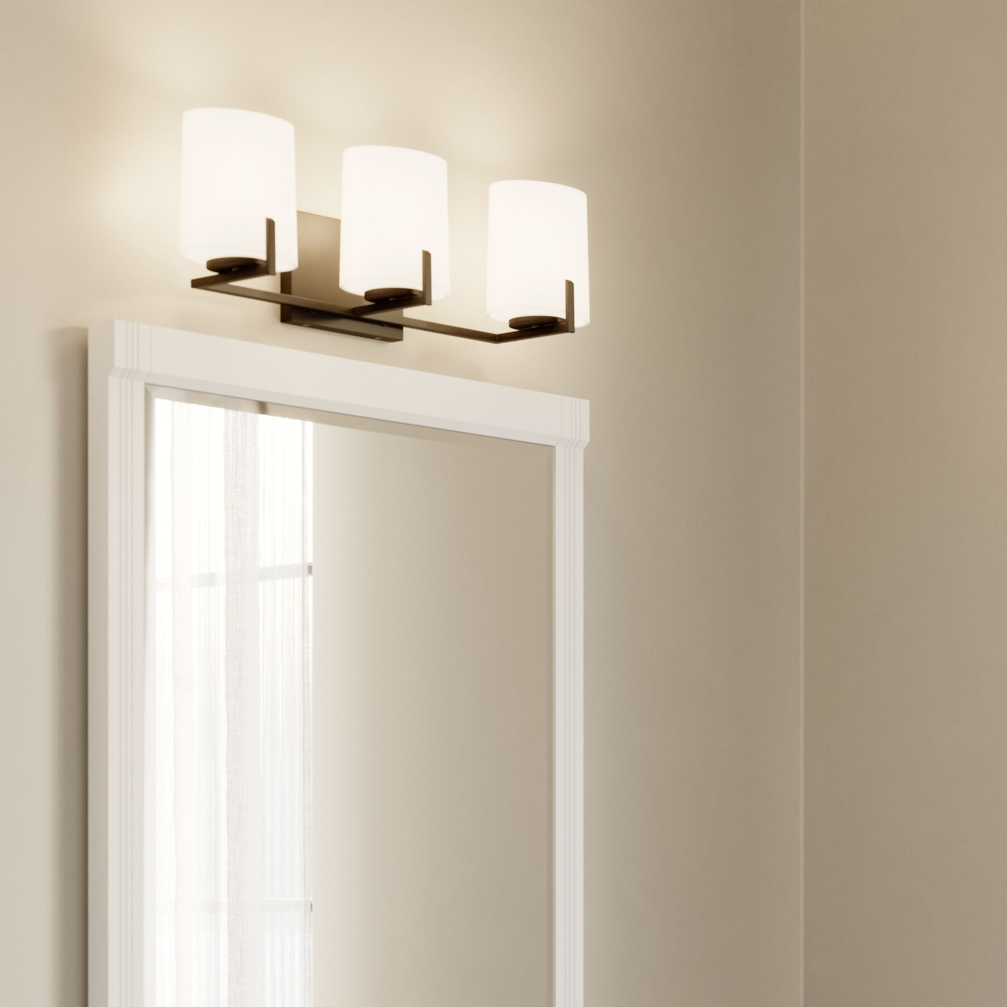 Minka-Lavery Mirelle 25 in. 3-Light Vanity, Dark Matte Black with Etched Opal Glass
