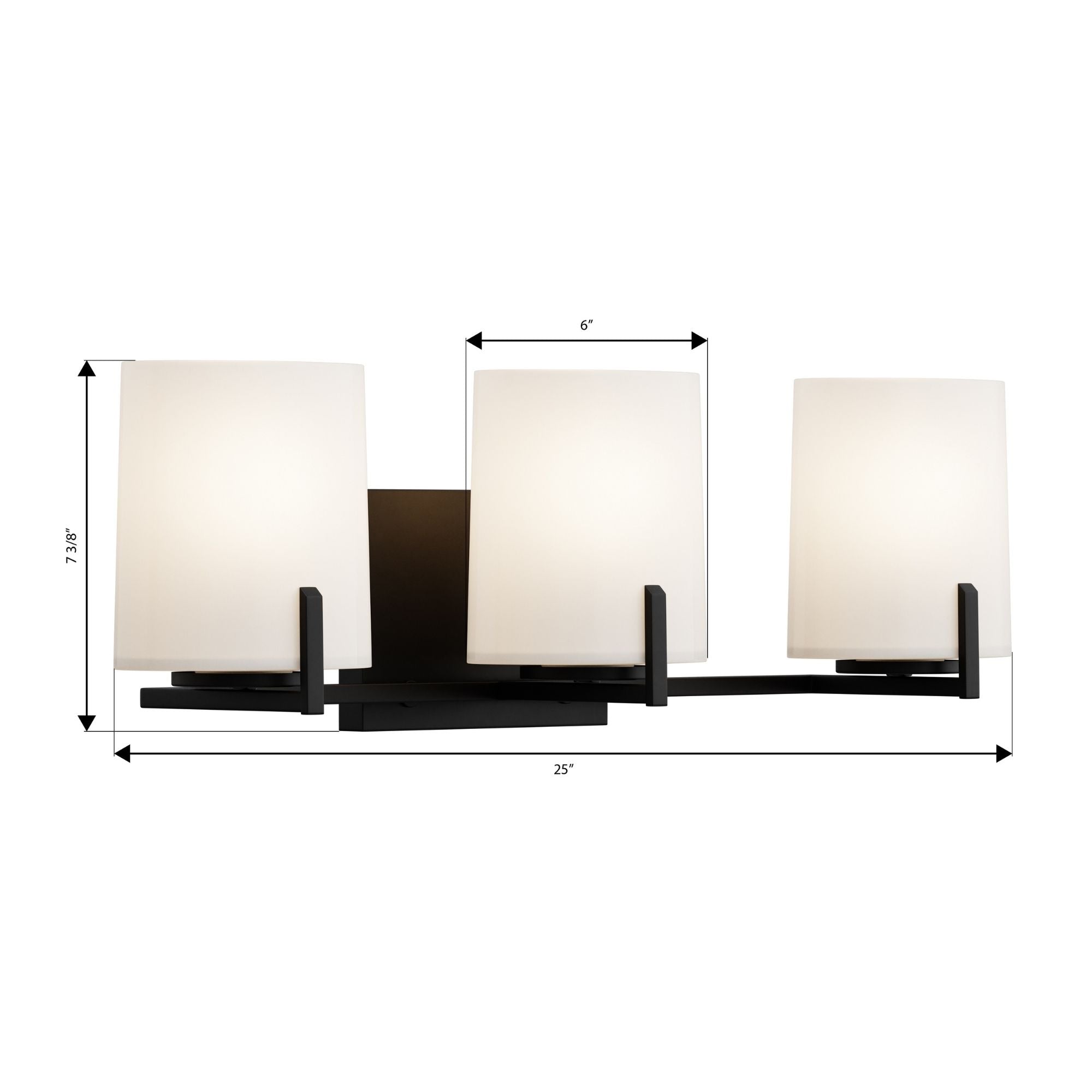 Minka-Lavery Mirelle 25 in. 3-Light Vanity, Dark Matte Black with Etched Opal Glass