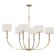 Minka-Lavery Molvene Chandelier, Legacy Brass with White Linen Shade