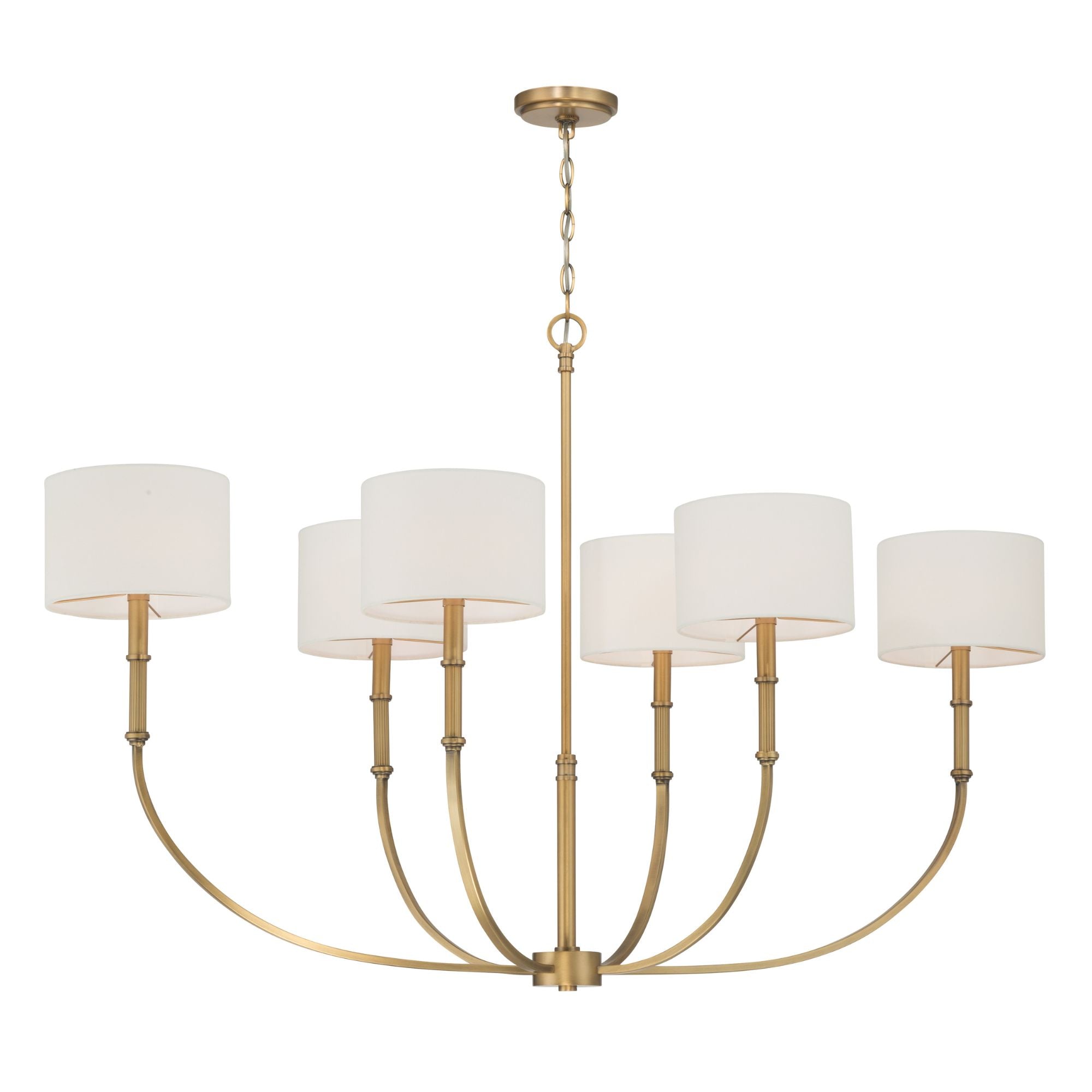 Minka-Lavery Molvene Chandelier, Legacy Brass with White Linen Shade