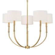Minka-Lavery Molvene 33 in. 5-Light Chandelier, Legacy Brass with White Linen Shades