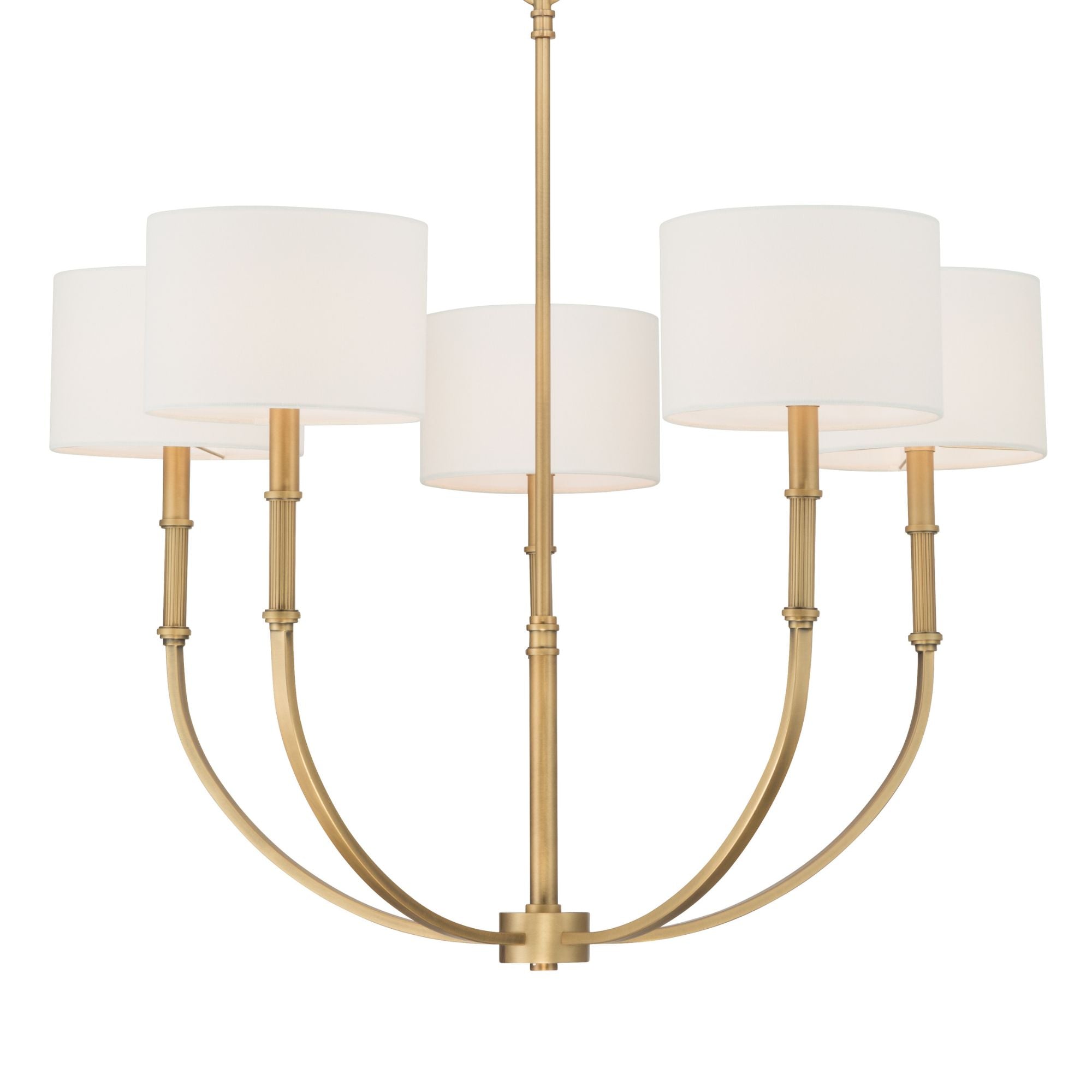 Minka-Lavery Molvene Chandelier, Legacy Brass with White Linen Shade