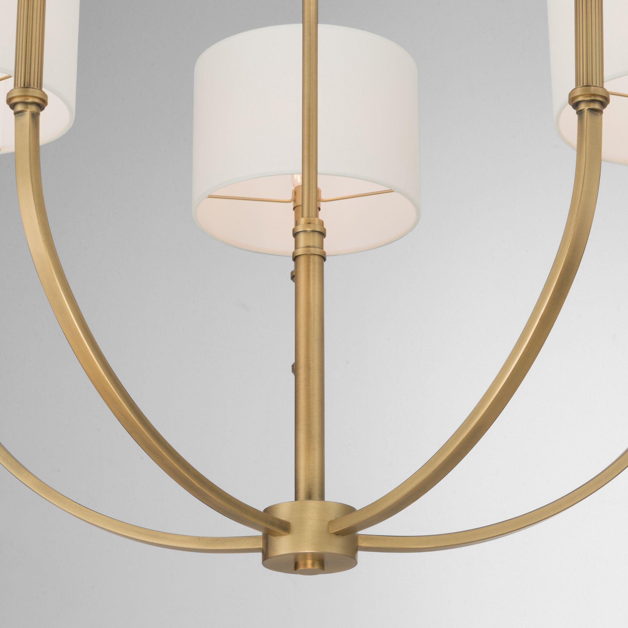 Minka-Lavery Molvene 33 in. 5-Light Chandelier, Legacy Brass with White Linen Shades