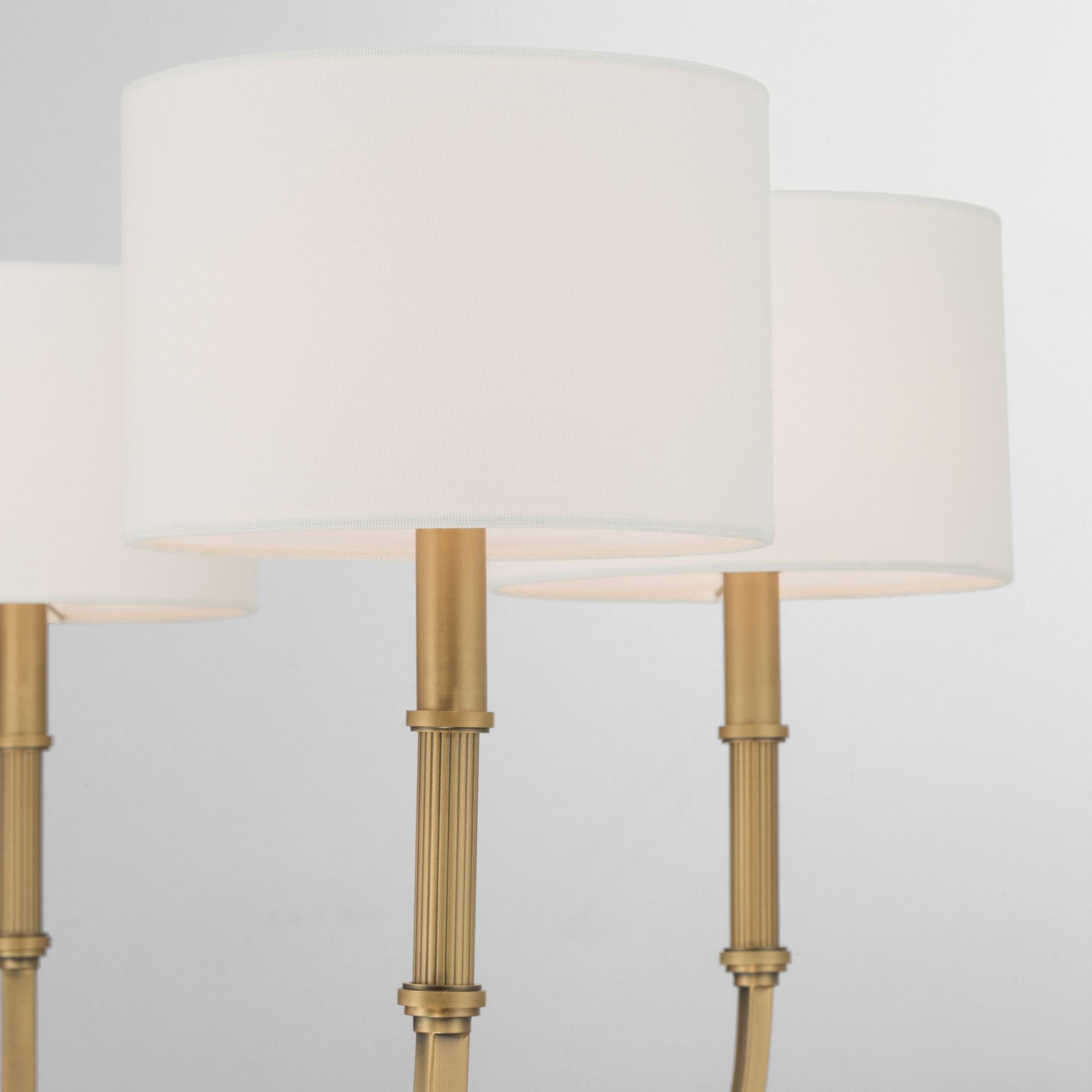 Minka-Lavery Molvene 33 in. 5-Light Chandelier, Legacy Brass with White Linen Shades