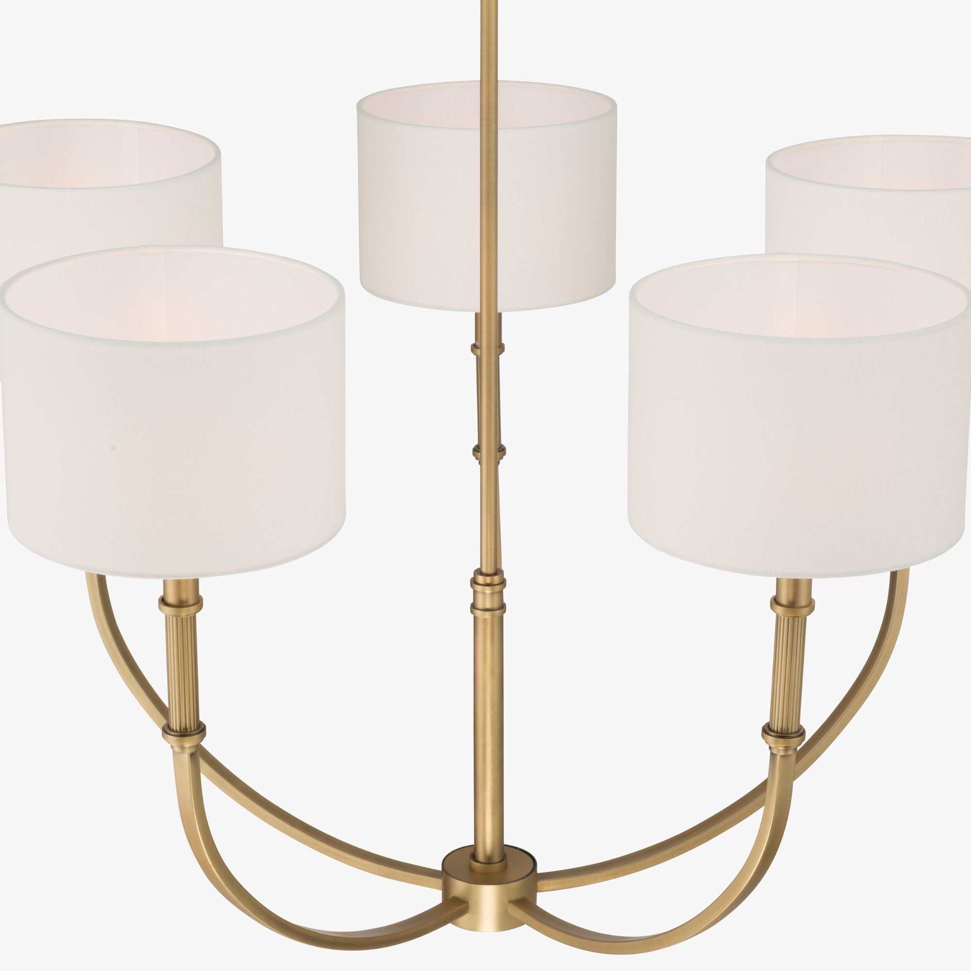 Minka-Lavery Molvene 33 in. 5-Light Chandelier, Legacy Brass with White Linen Shades