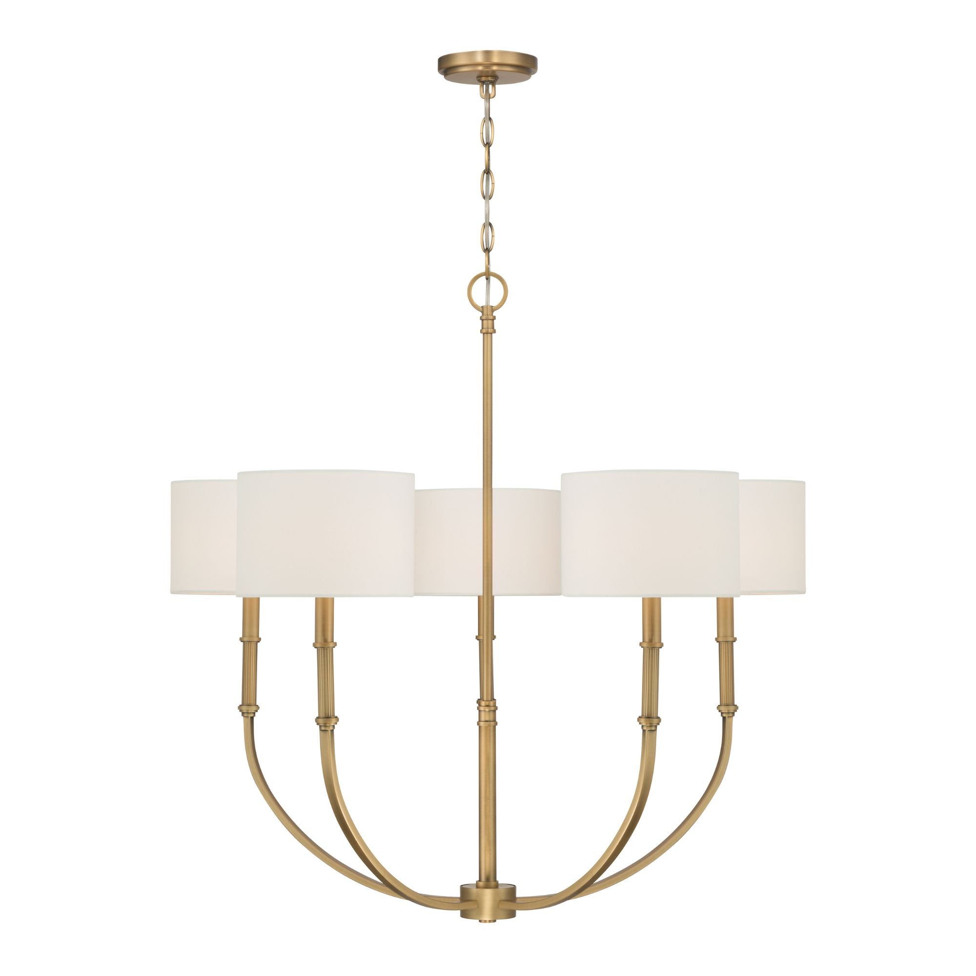 Minka-Lavery Molvene 33 in. 5-Light Chandelier, Legacy Brass with White Linen Shades