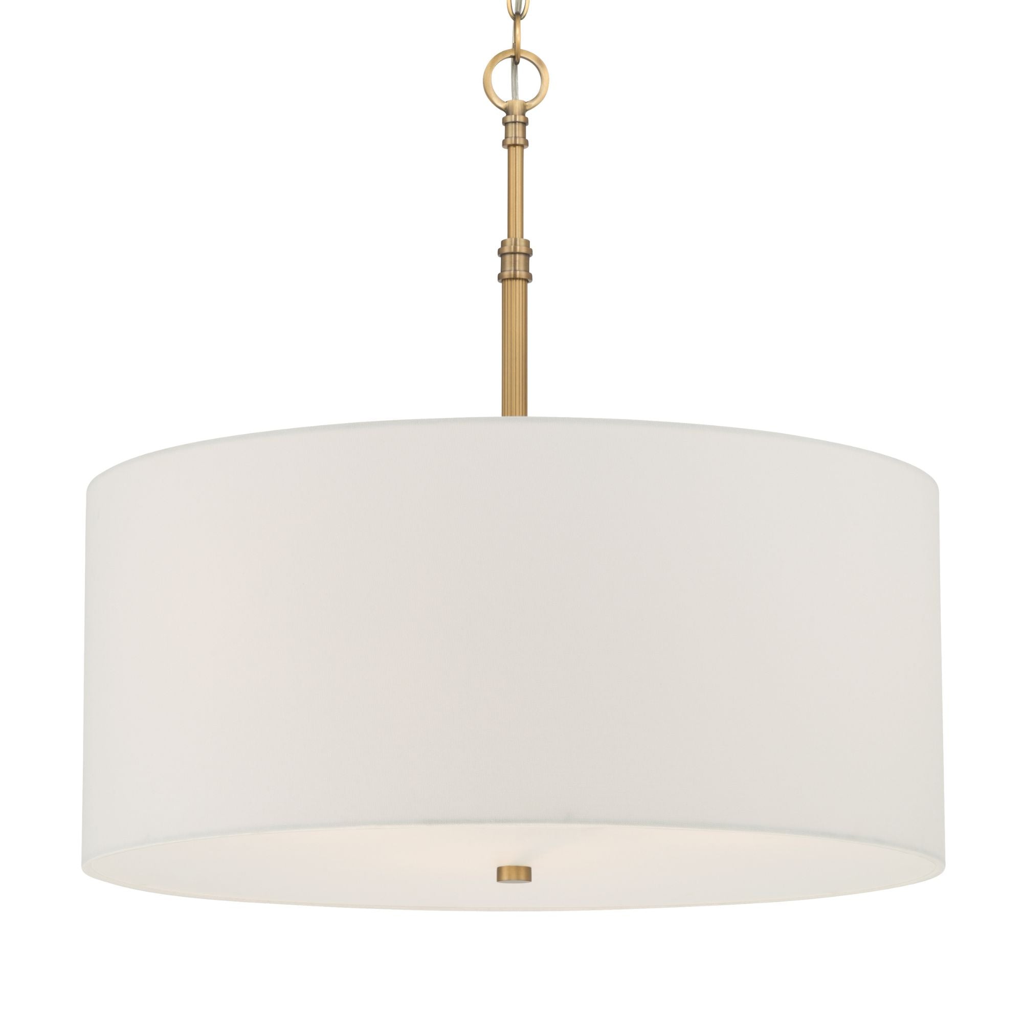 Minka-Lavery Molvene 24 in. 3-Light Pendant, Legacy Brass with White Linen Drum Shade