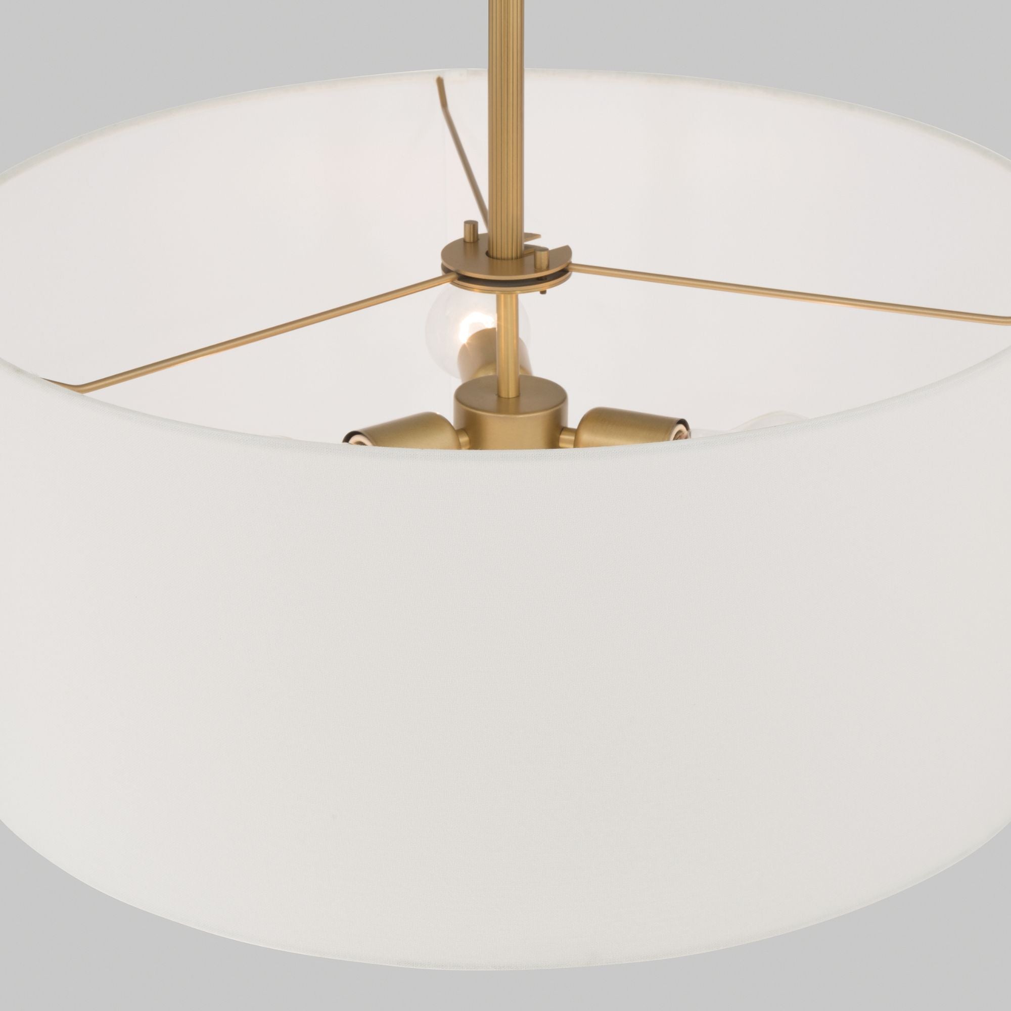 Minka-Lavery Molvene 24 in. 3-Light Pendant, Legacy Brass with White Linen Drum Shade