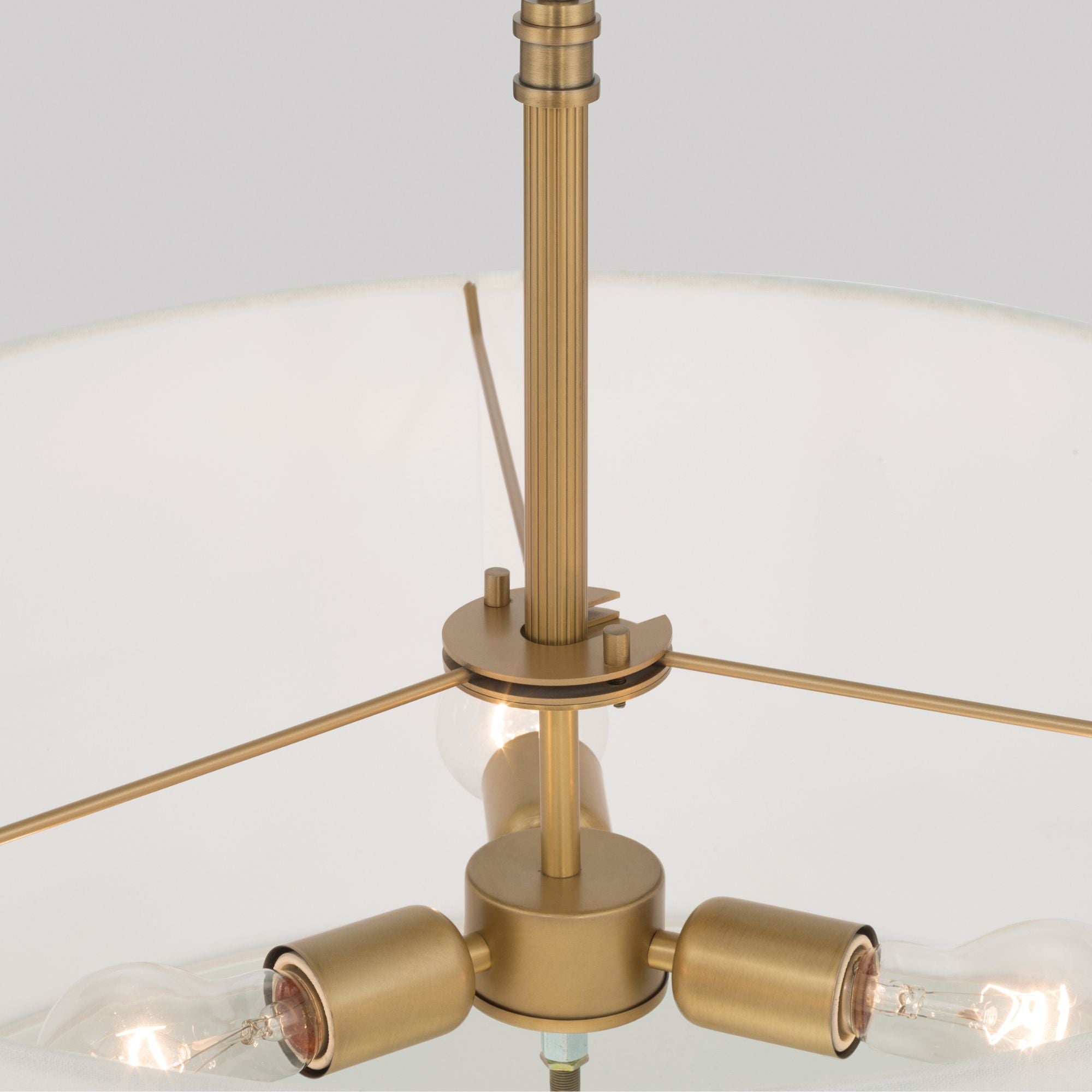 Minka-Lavery Molvene 24 in. 3-Light Pendant, Legacy Brass with White Linen Drum Shade