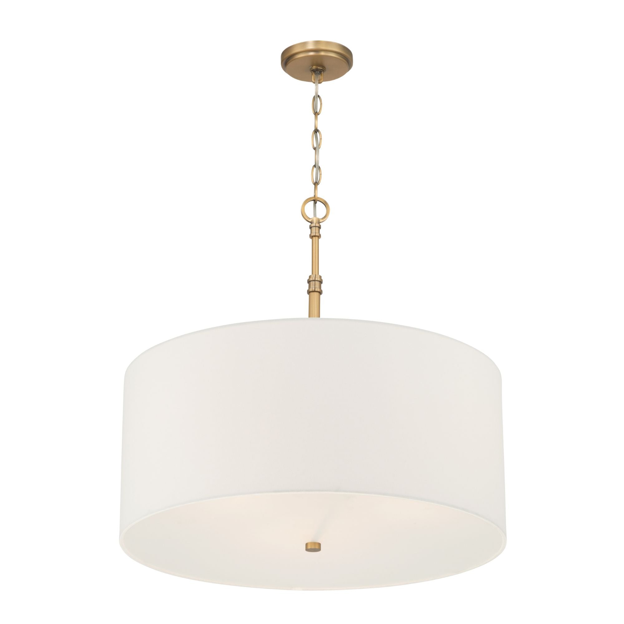 Minka-Lavery Molvene 24 in. 3-Light Pendant, Legacy Brass with White Linen Drum Shade
