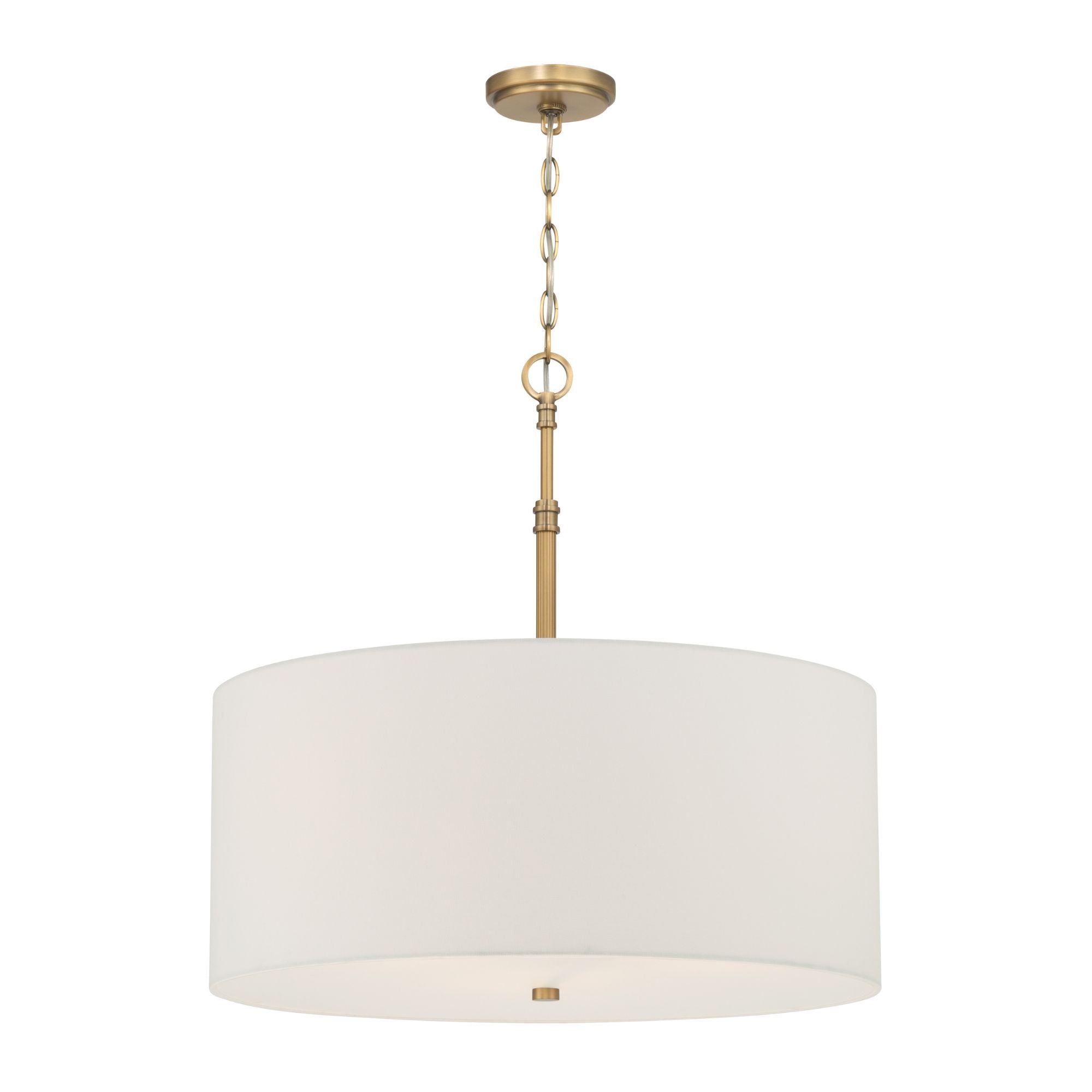 Minka-Lavery Molvene 24 in. 3-Light Pendant, Legacy Brass with White Linen Drum Shade