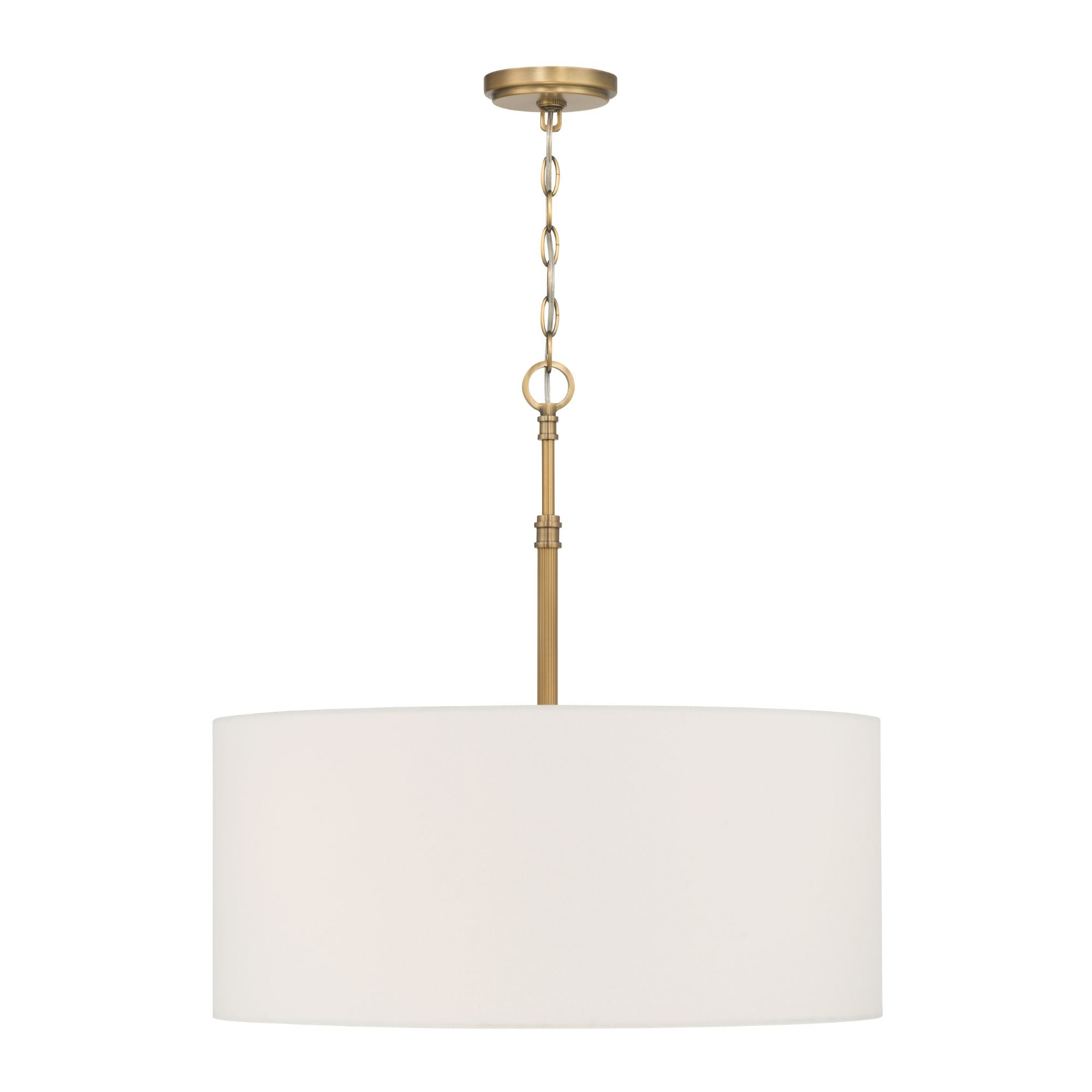 Minka-Lavery Molvene 24 in. 3-Light Pendant, Legacy Brass with White Linen Drum Shade