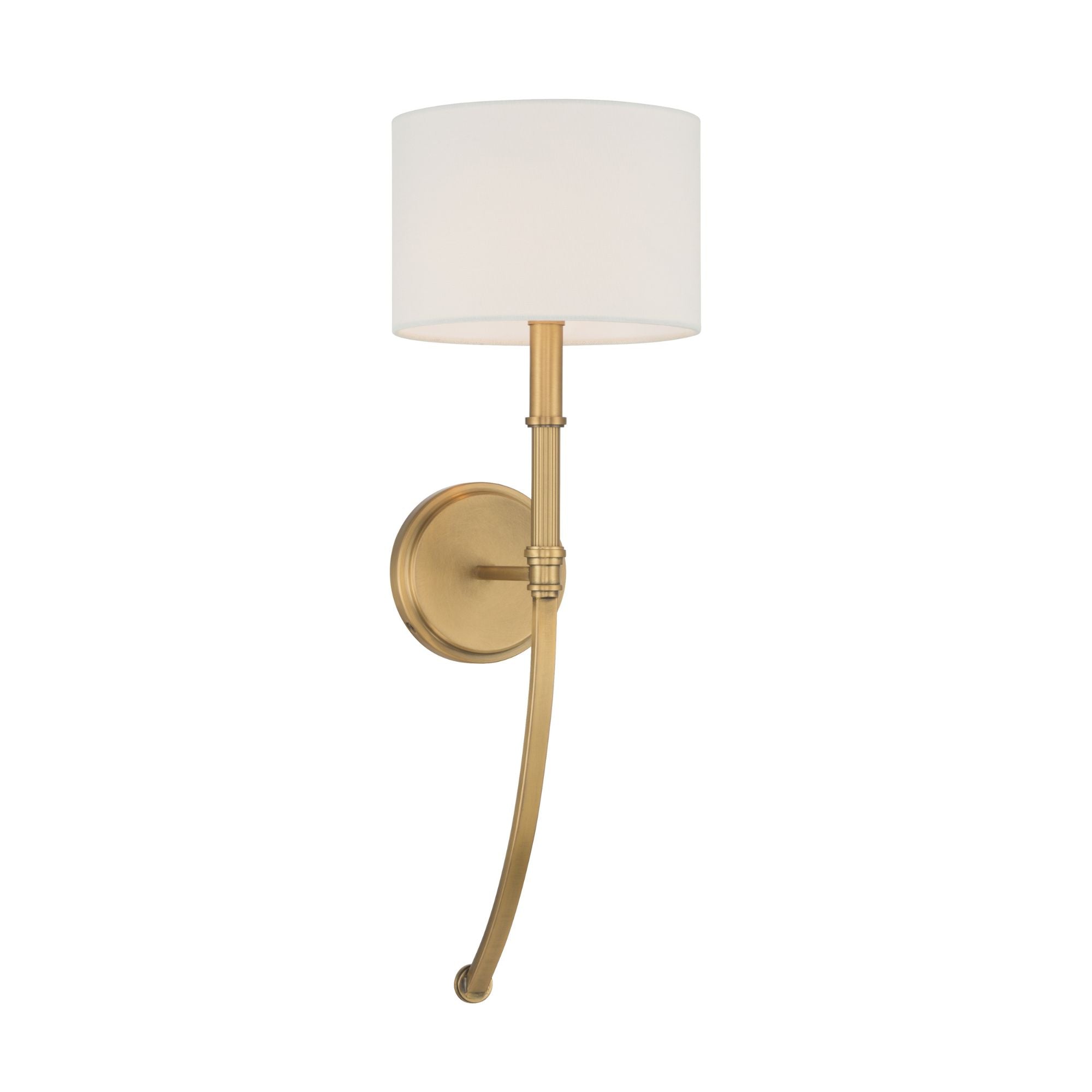 Minka-Lavery Molvene 23.5 in. Wall Sconce, Legacy Brass with White Linen Drum Shade