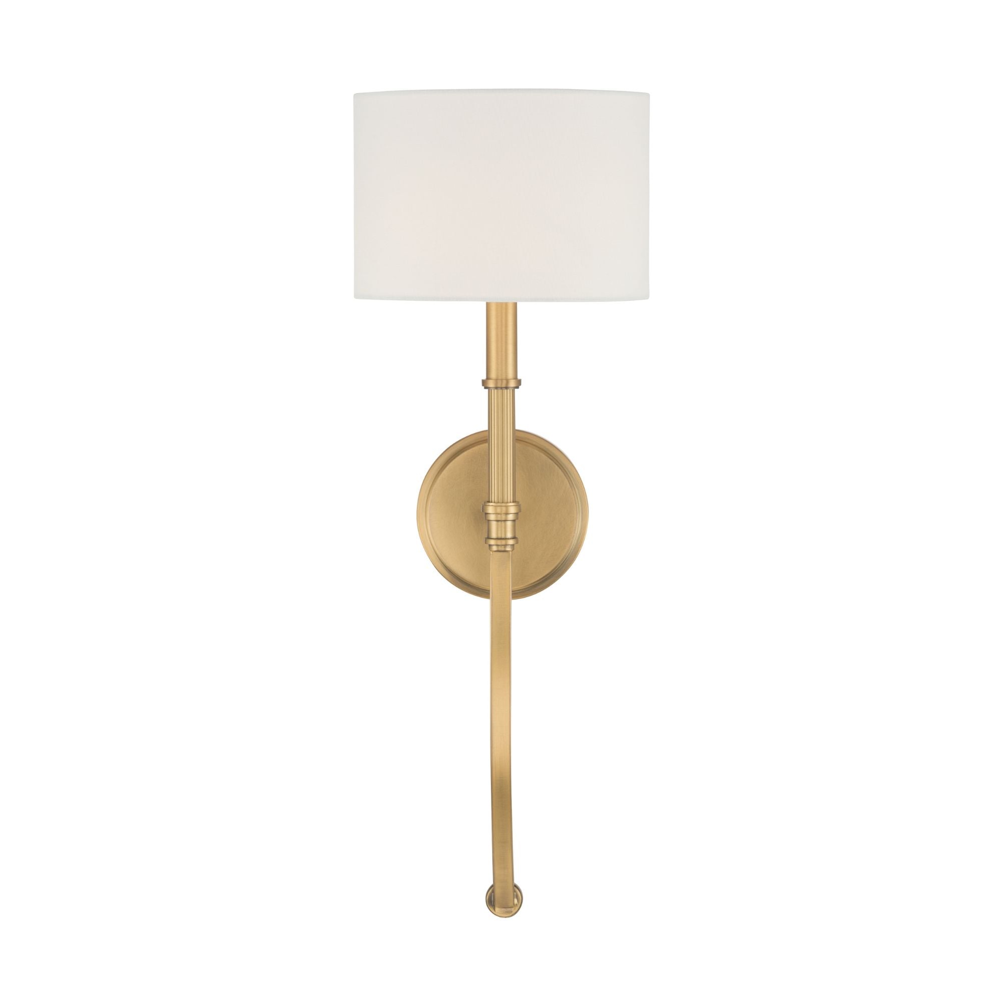Minka-Lavery Molvene 23.5 in. Wall Sconce, Legacy Brass with White Linen Drum Shade