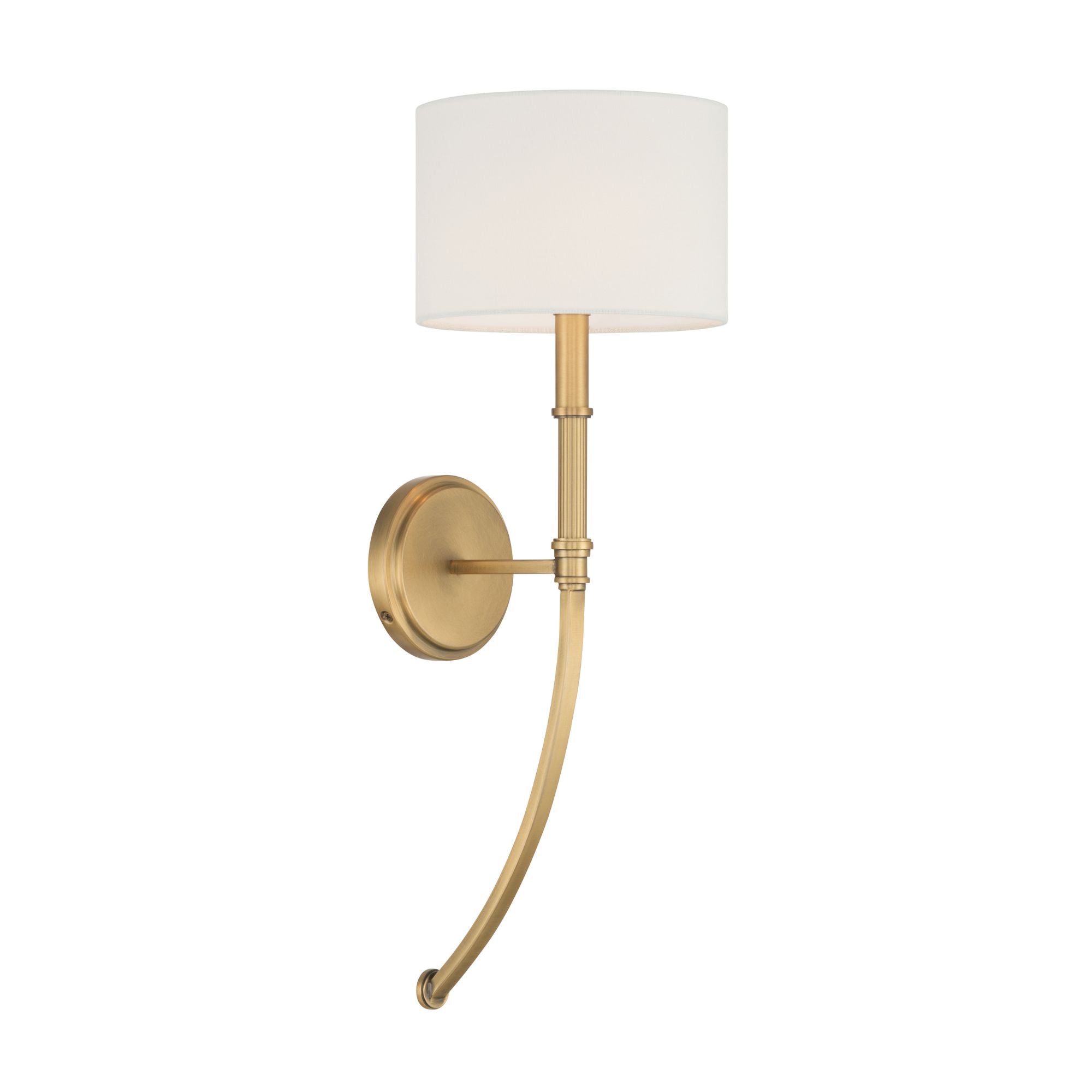 Minka-Lavery Molvene 23.5 in. Wall Sconce, Legacy Brass with White Linen Drum Shade