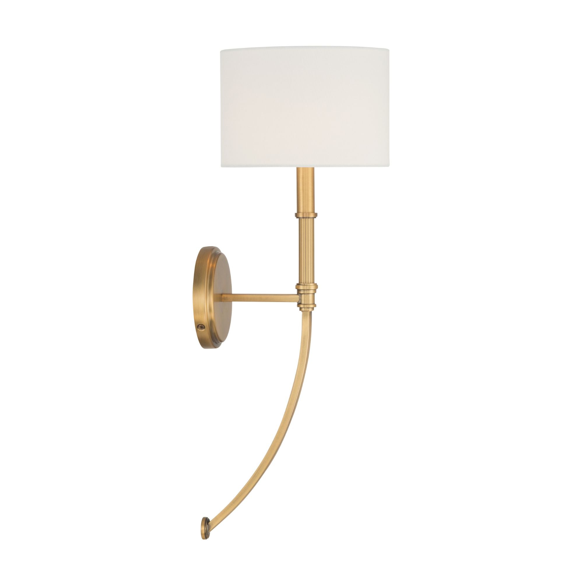 Minka-Lavery Molvene 23.5 in. Wall Sconce, Legacy Brass with White Linen Drum Shade