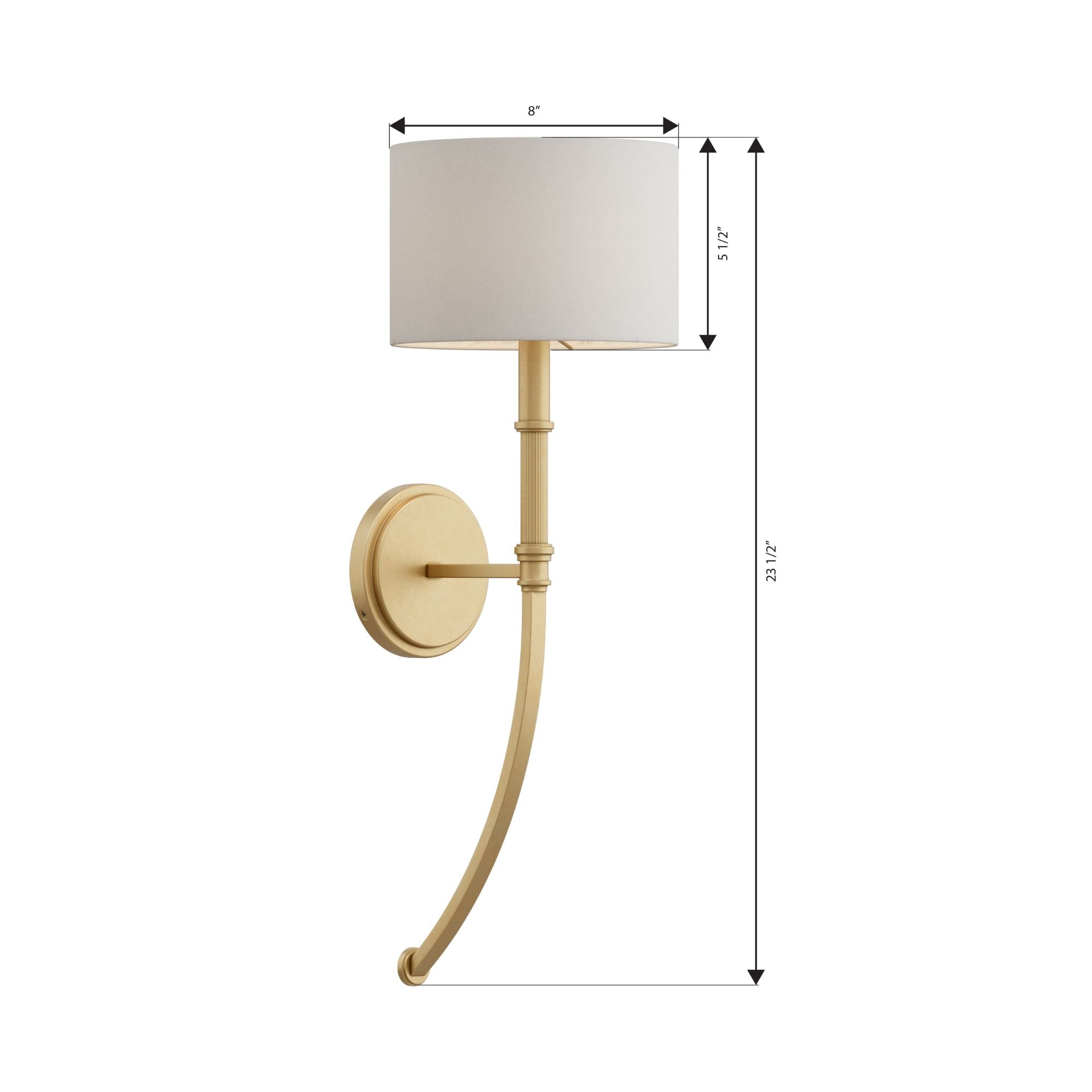 Minka-Lavery Molvene 23.5 in. Wall Sconce, Legacy Brass with White Linen Drum Shade