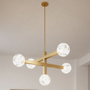 Minka-Lavery Narra 47 in. 5-Light Chandelier, Legacy Brass with White Bubble Glass
