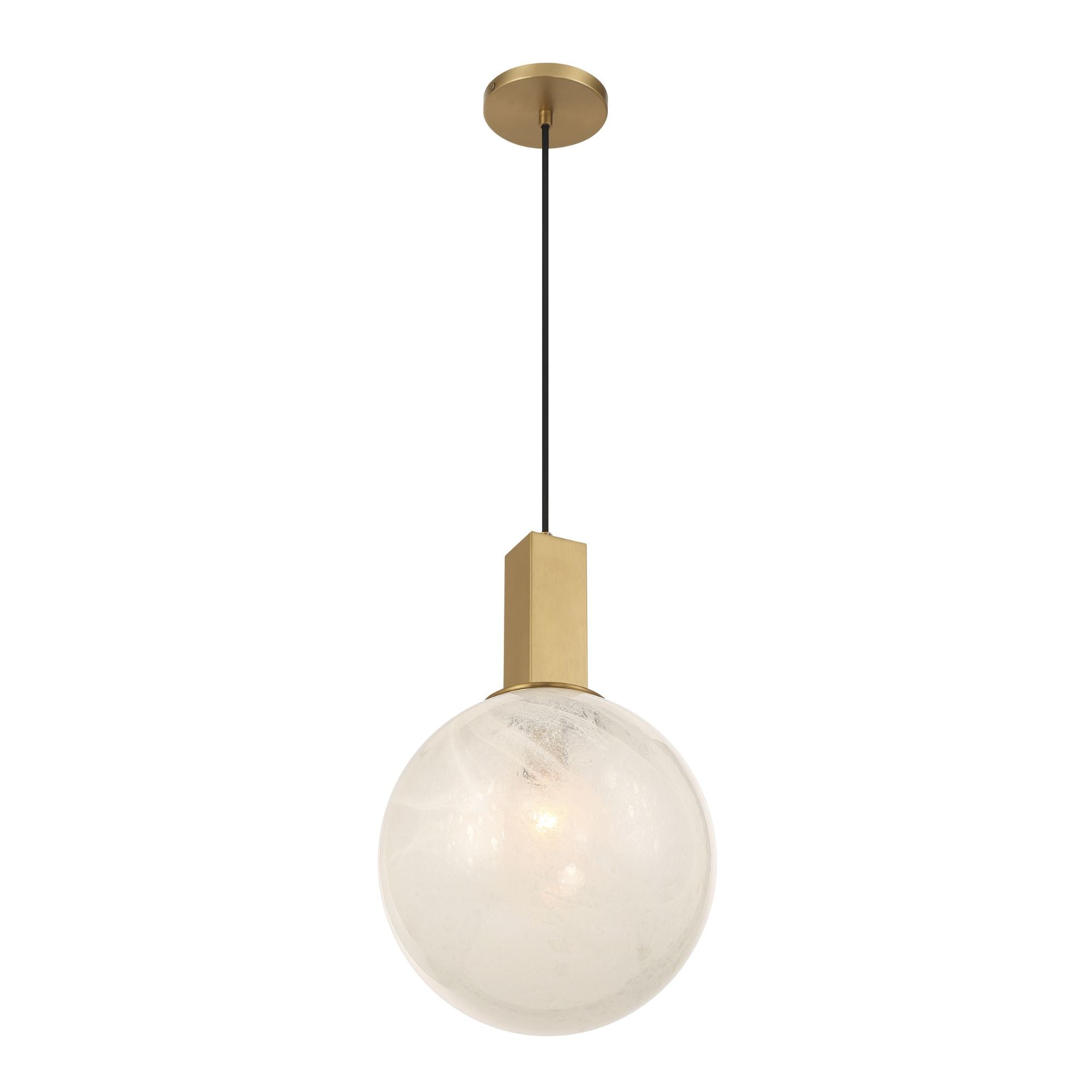 Minka-Lavery Narra 18.25 in. Pendant Light, Legacy Brass with White Bubble Glass Globe