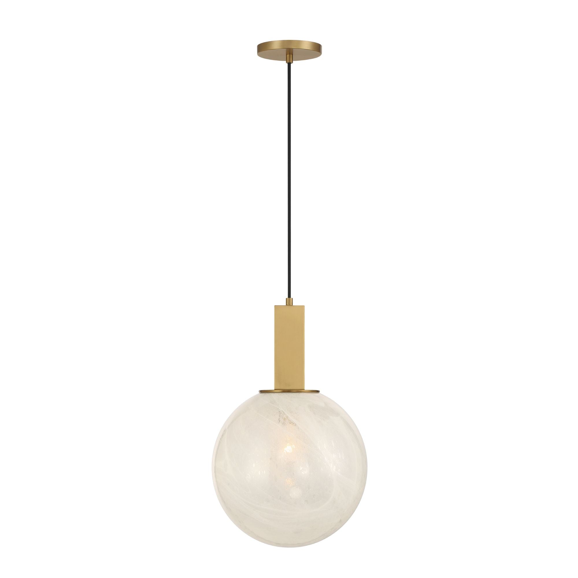 Minka-Lavery Narra 18.25 in. Pendant Light, Legacy Brass with White Bubble Glass Globe