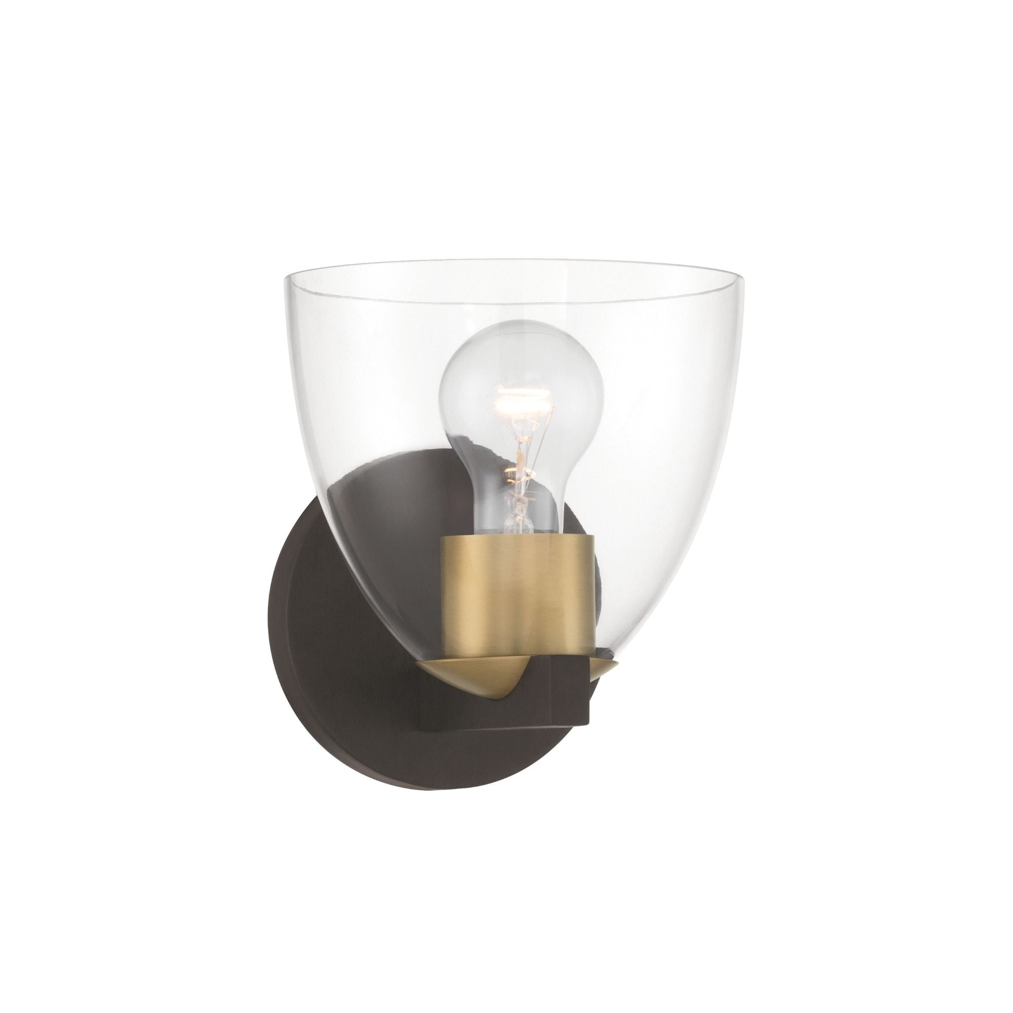 Minka-Lavery Noellea 7.5 in. Bathroom Vanity Light, Dark Bronze & Legacy Brass with Clear Tapered Glass
