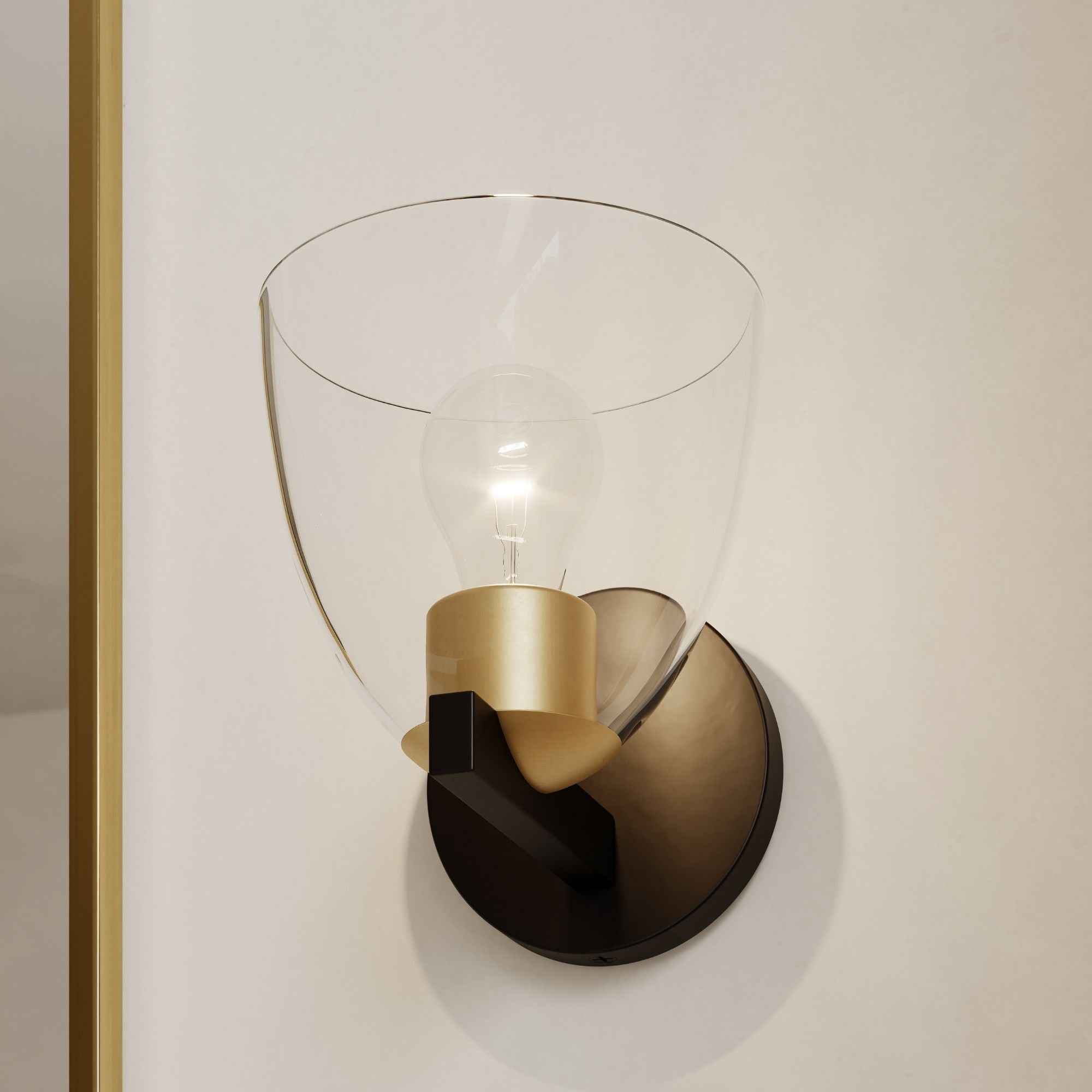Minka-Lavery Noellea 7.5 in. Bathroom Vanity Light, Dark Bronze & Legacy Brass with Clear Tapered Glass