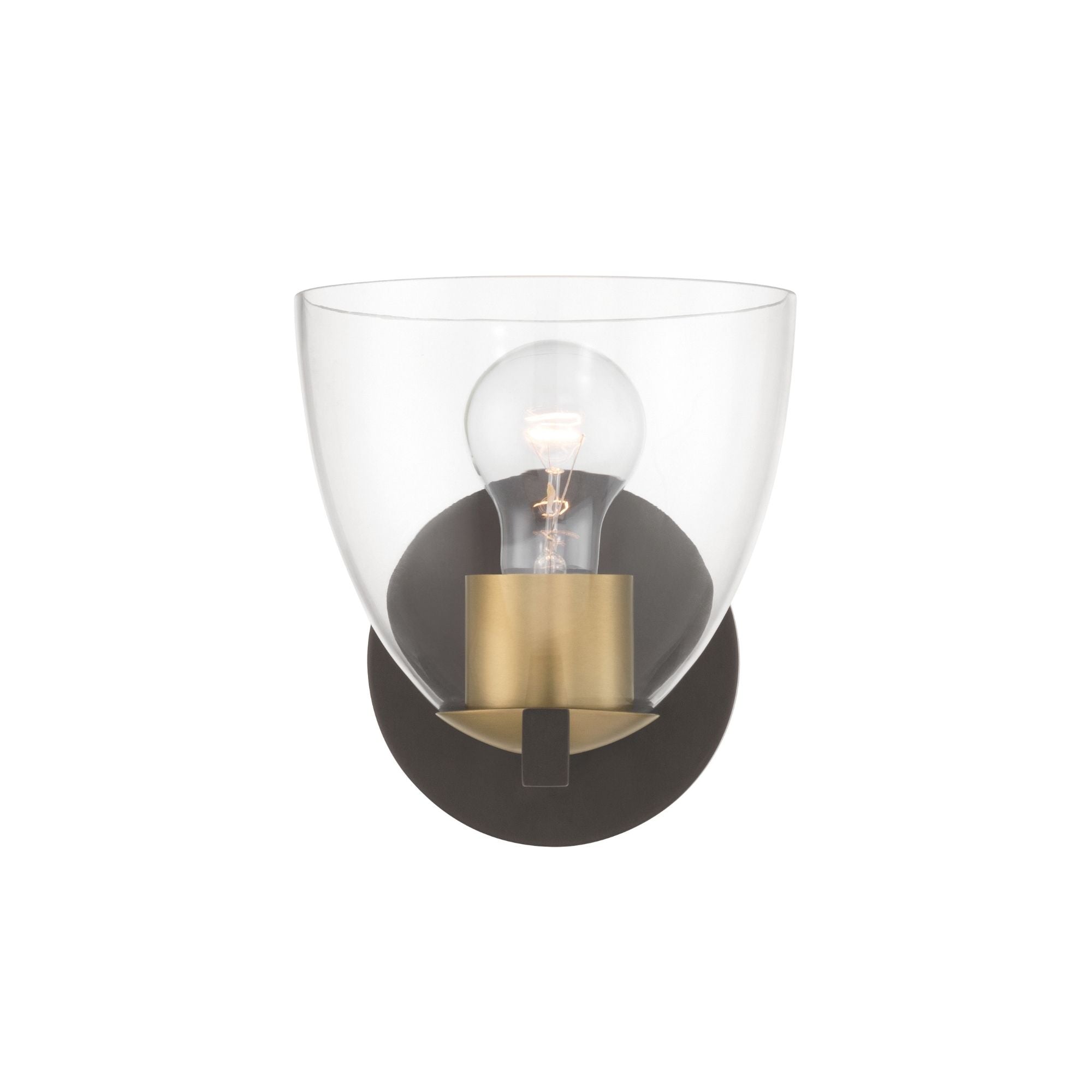 Minka-Lavery Noellea 7.5 in. Bathroom Vanity Light, Dark Bronze & Legacy Brass with Clear Tapered Glass