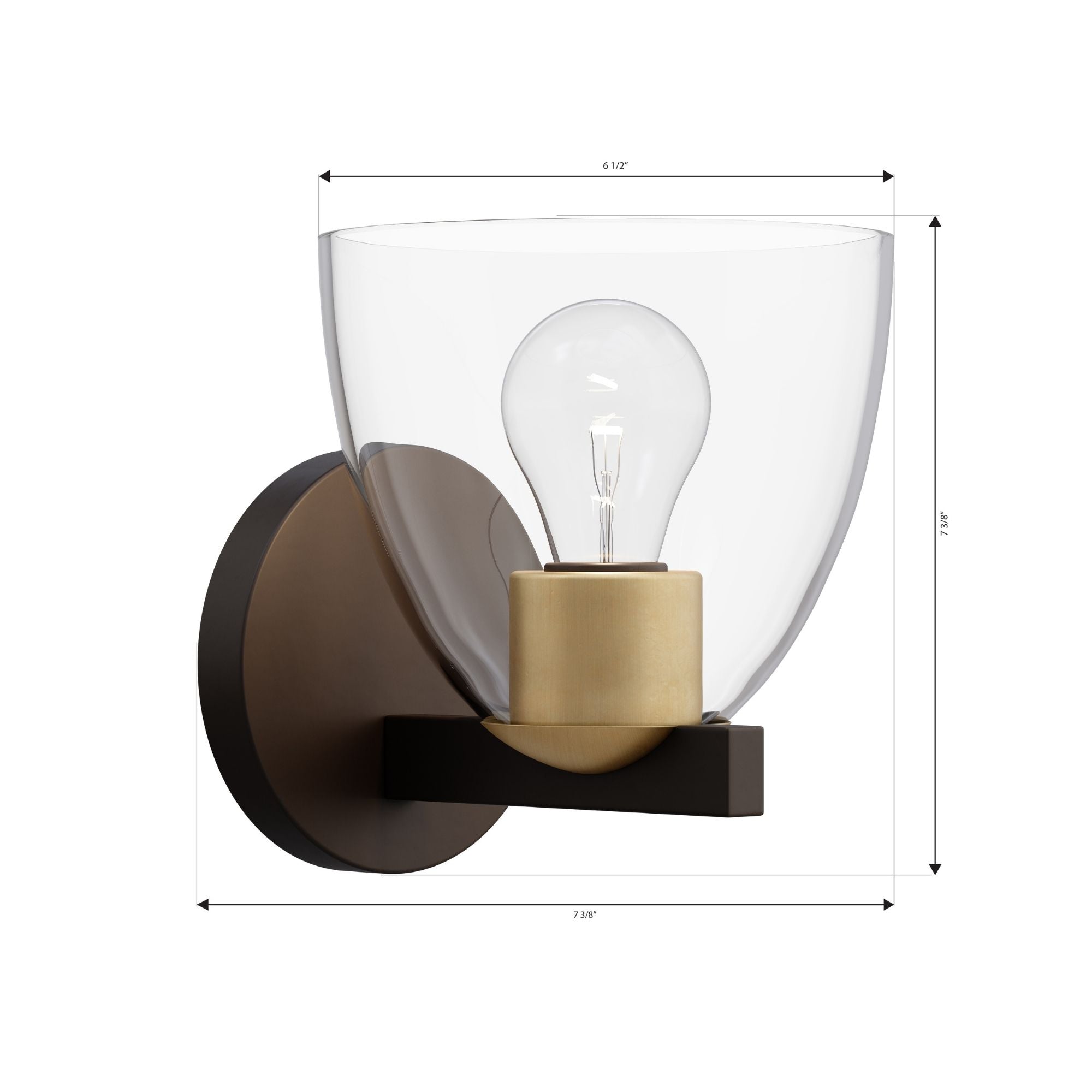 Minka-Lavery Noellea 7.5 in. Bathroom Vanity Light, Dark Bronze & Legacy Brass with Clear Tapered Glass