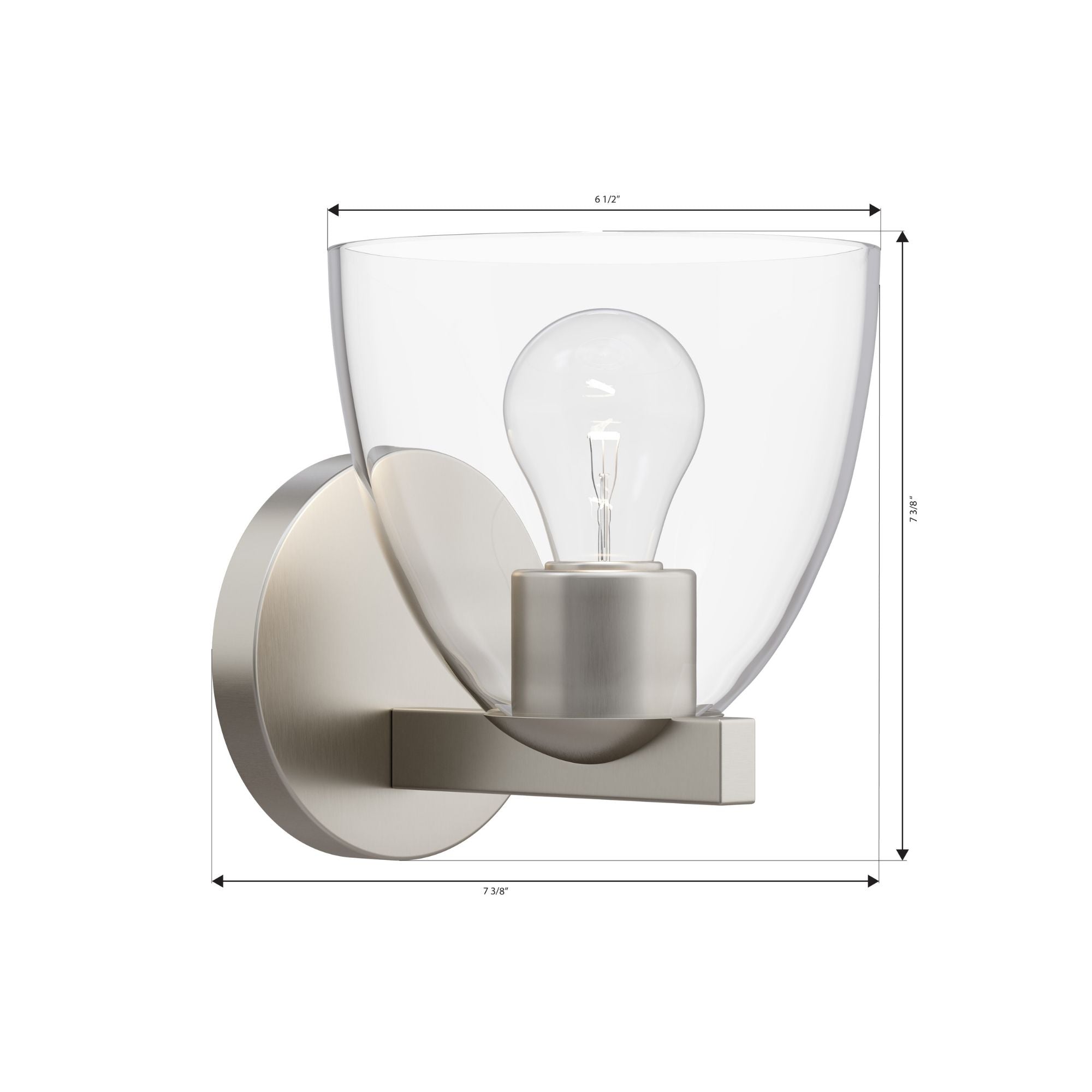 Minka-Lavery Noellea 7.5 in. Bathroom Vanity Light, Brushed Nickel with Clear Tapered Glass