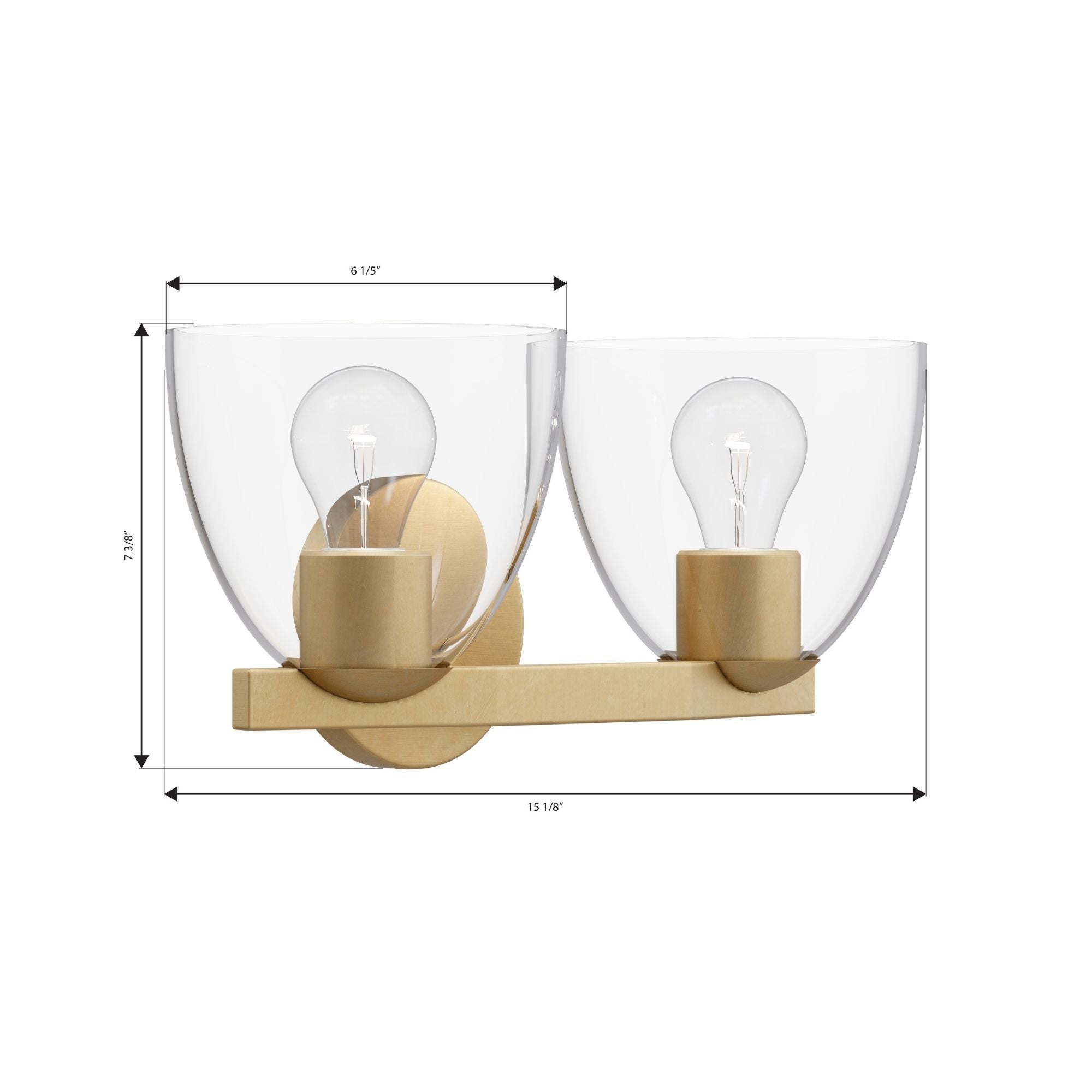 Minka-Lavery Noellea 15.25 in. 2-Light Vanity, Legacy Brass with Clear Tapered Glass