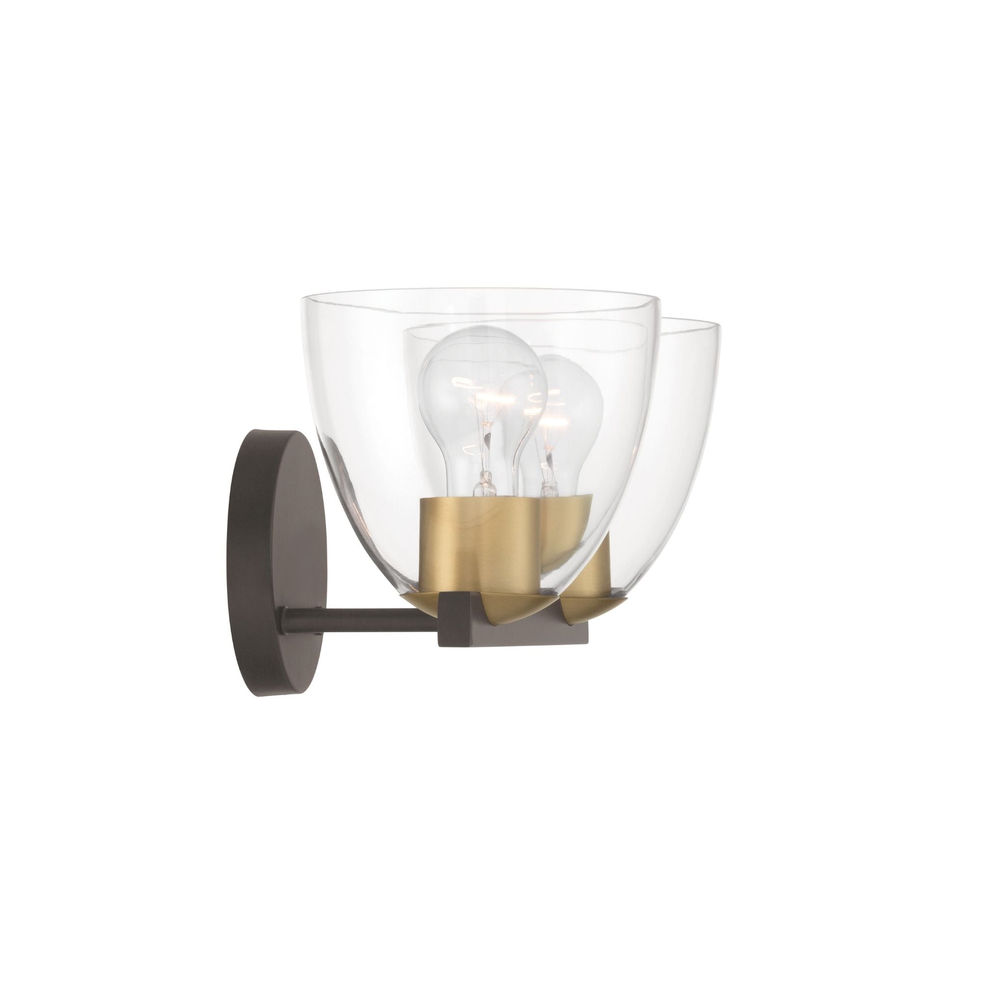 Minka-Lavery Noellea 15.25 in. 2-Light Vanity, Dark Bronze & Legacy Brass with Clear Tapered Glass