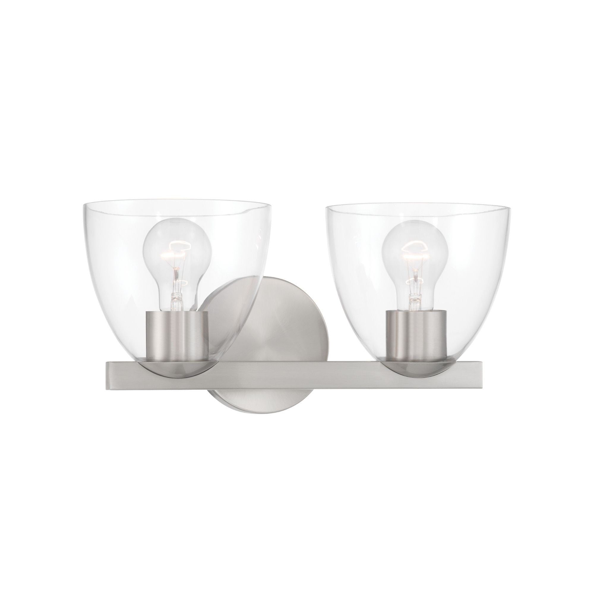 Minka-Lavery Noellea 15.25 in. 2-Light Vanity, Brushed Nickel with Clear Tapered Glass