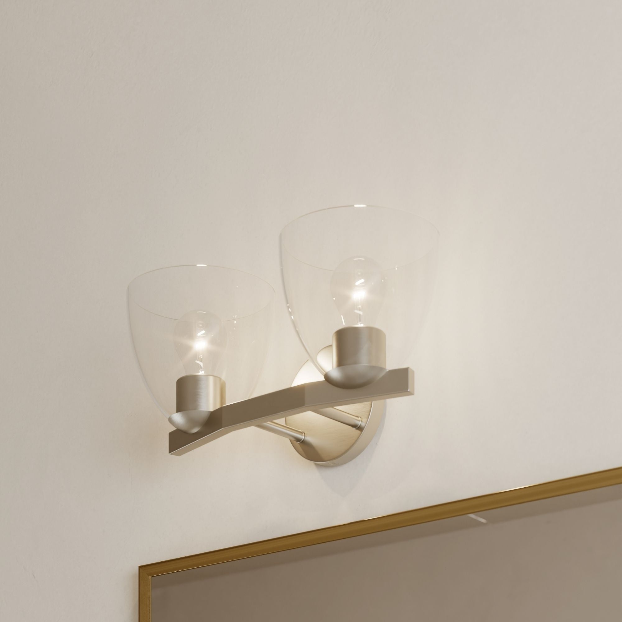 Minka-Lavery Noellea 15.25 in. 2-Light Vanity, Brushed Nickel with Clear Tapered Glass