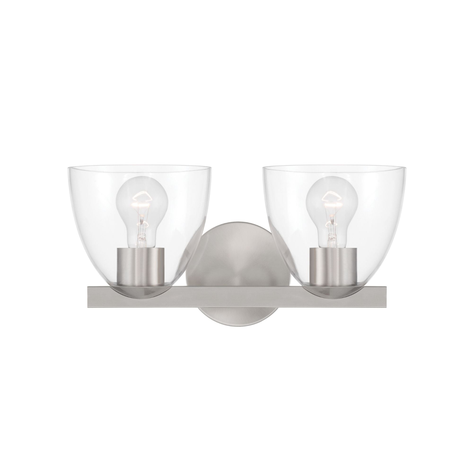 Minka-Lavery Noellea 15.25 in. 2-Light Vanity, Brushed Nickel with Clear Tapered Glass