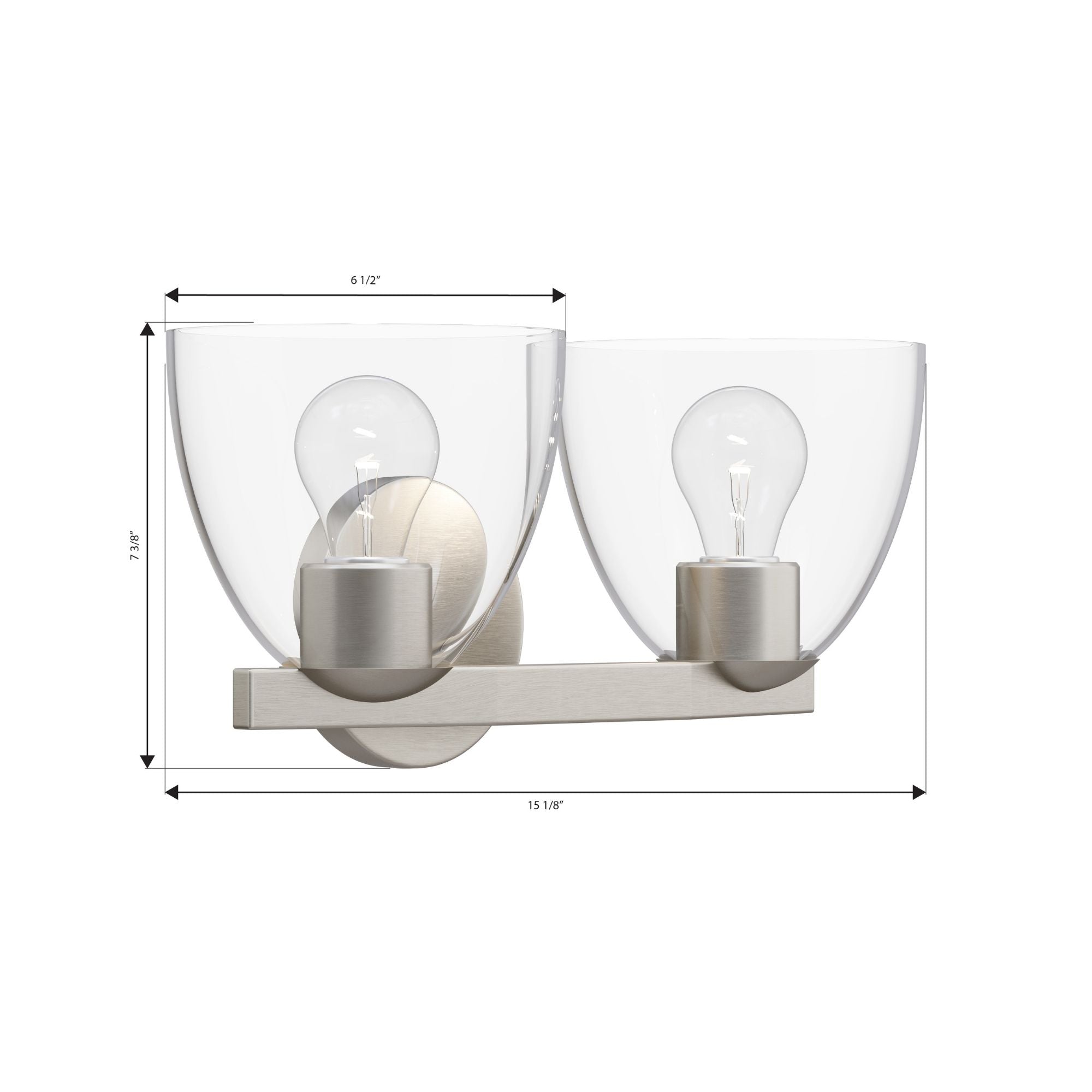 Minka-Lavery Noellea 15.25 in. 2-Light Vanity, Brushed Nickel with Clear Tapered Glass