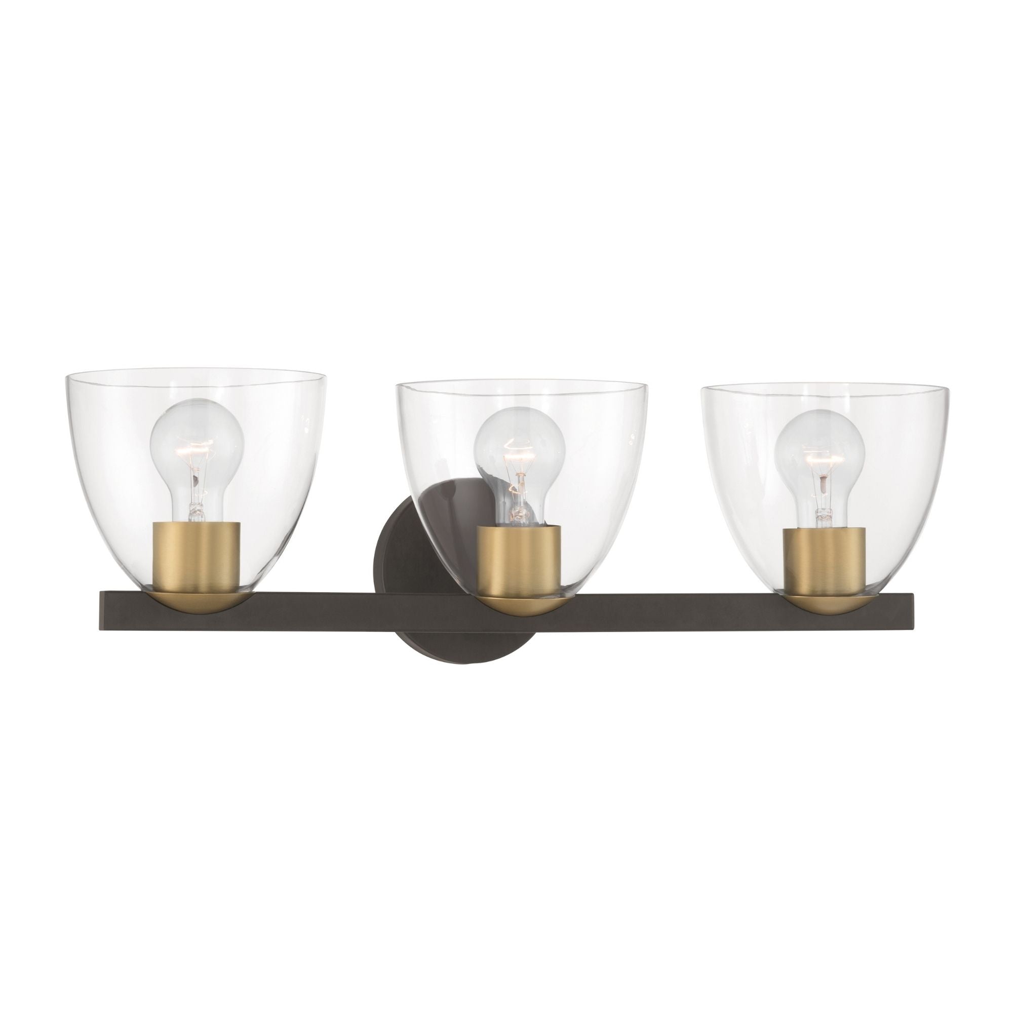 Minka-Lavery Noellea 23.5 in. 3-Light Vanity, Dark Bronze & Legacy Brass with Clear Tapered Glass