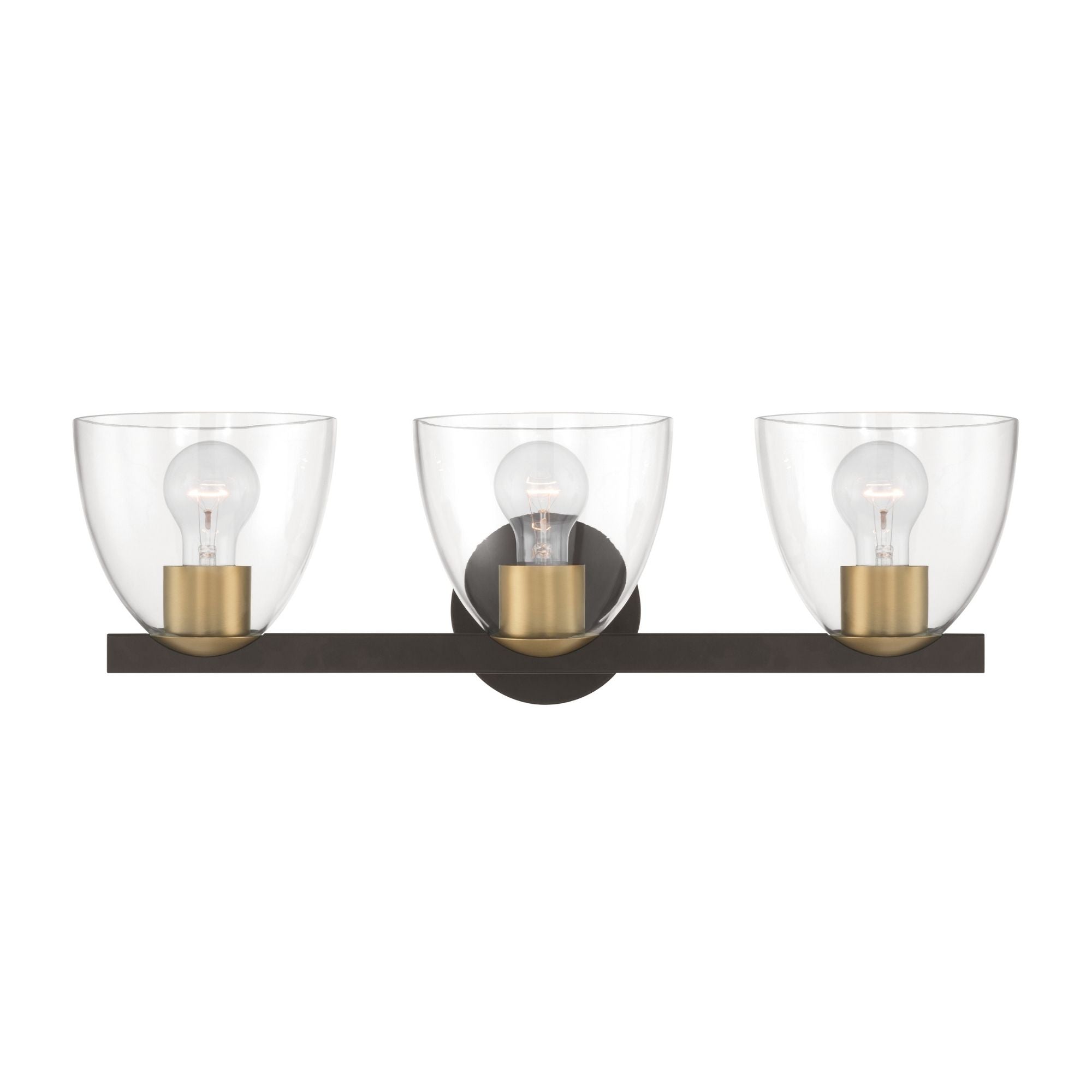 Minka-Lavery Noellea 23.5 in. 3-Light Vanity, Dark Bronze & Legacy Brass with Clear Tapered Glass