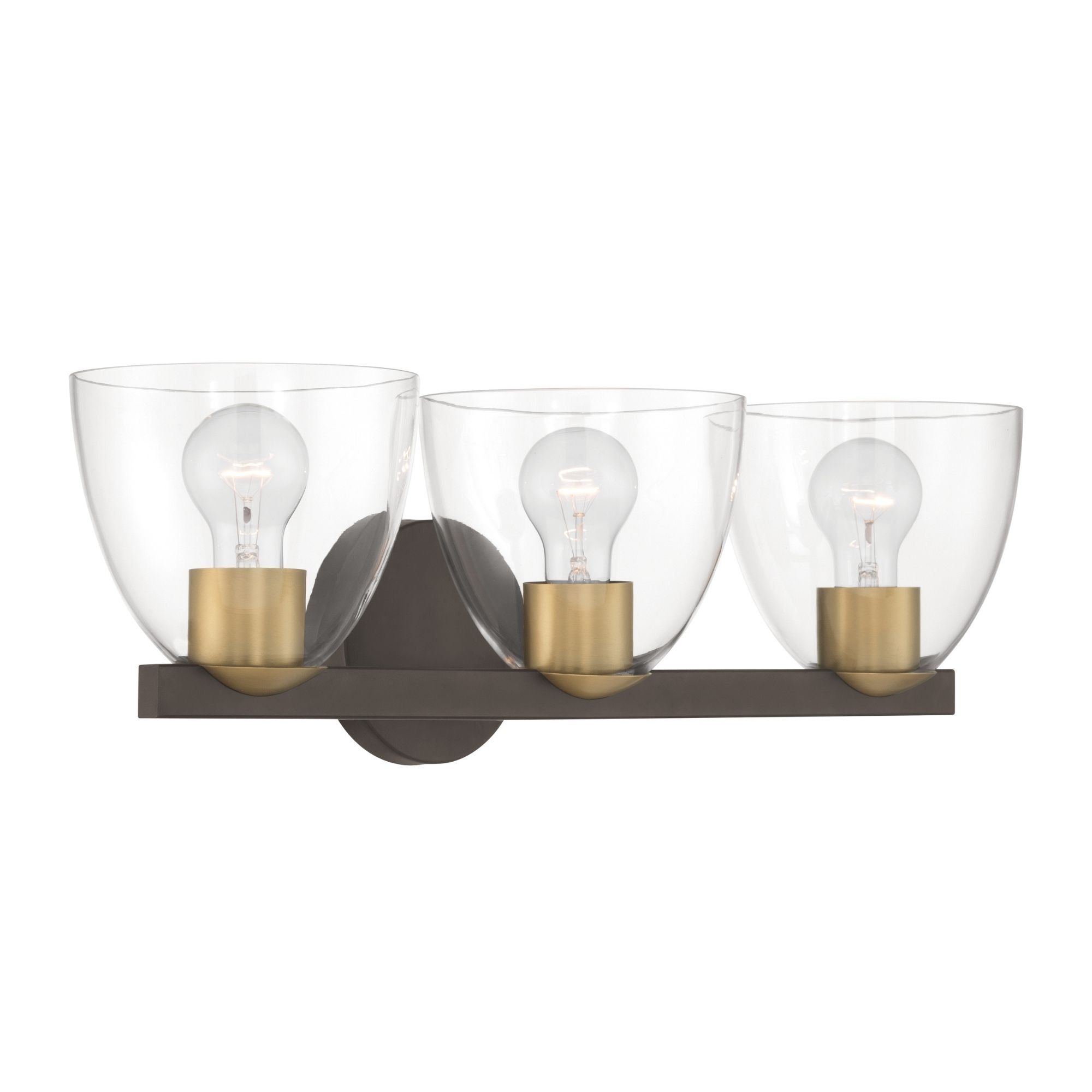 Minka-Lavery Noellea 23.5 in. 3-Light Vanity, Dark Bronze & Legacy Brass with Clear Tapered Glass