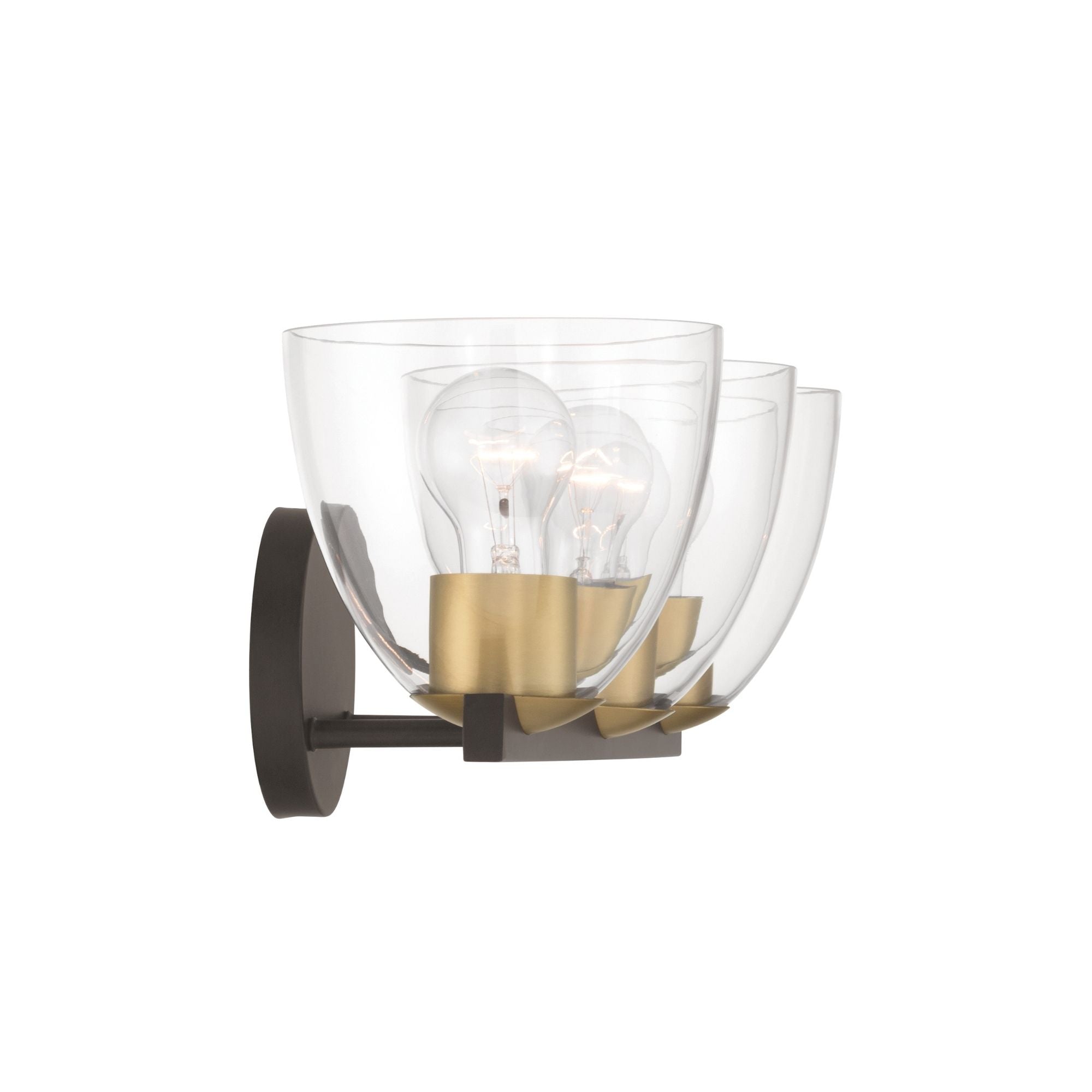 Minka-Lavery Noellea 23.5 in. 3-Light Vanity, Dark Bronze & Legacy Brass with Clear Tapered Glass