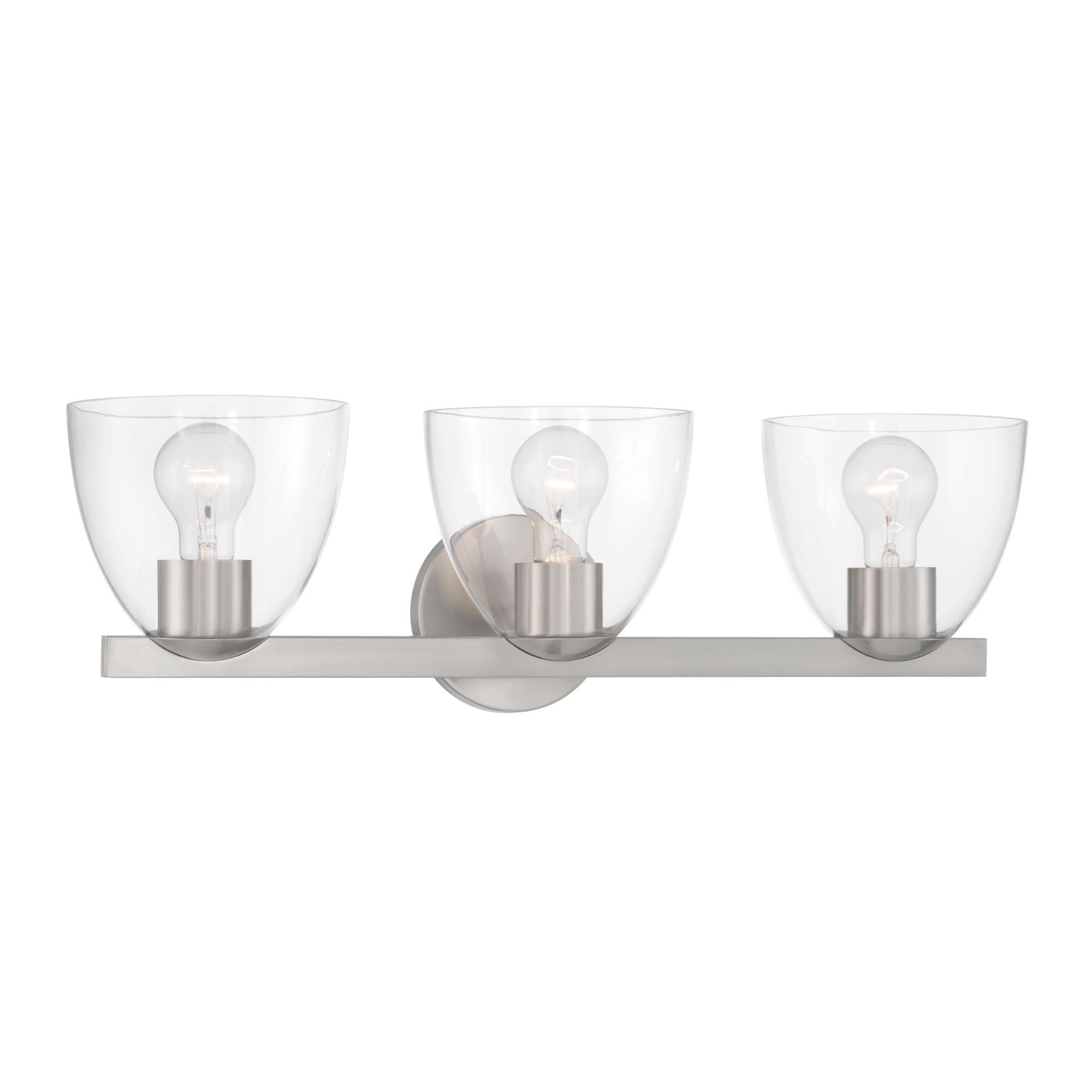 Minka-Lavery Noellea 23.5 in. 3-Light Vanity, Brushed Nickel with Clear Tapered Glass