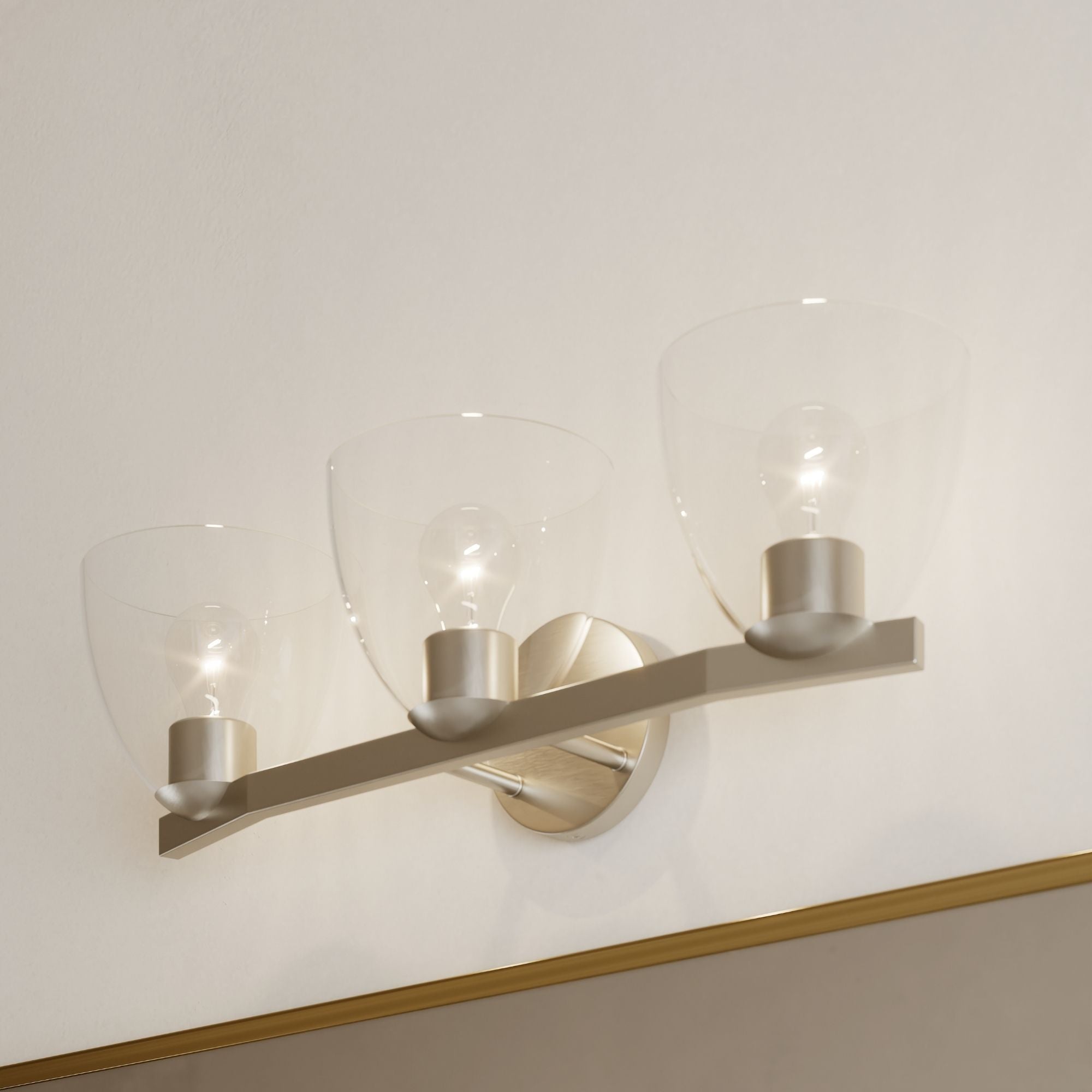 Minka-Lavery Noellea 23.5 in. 3-Light Vanity, Brushed Nickel with Clear Tapered Glass