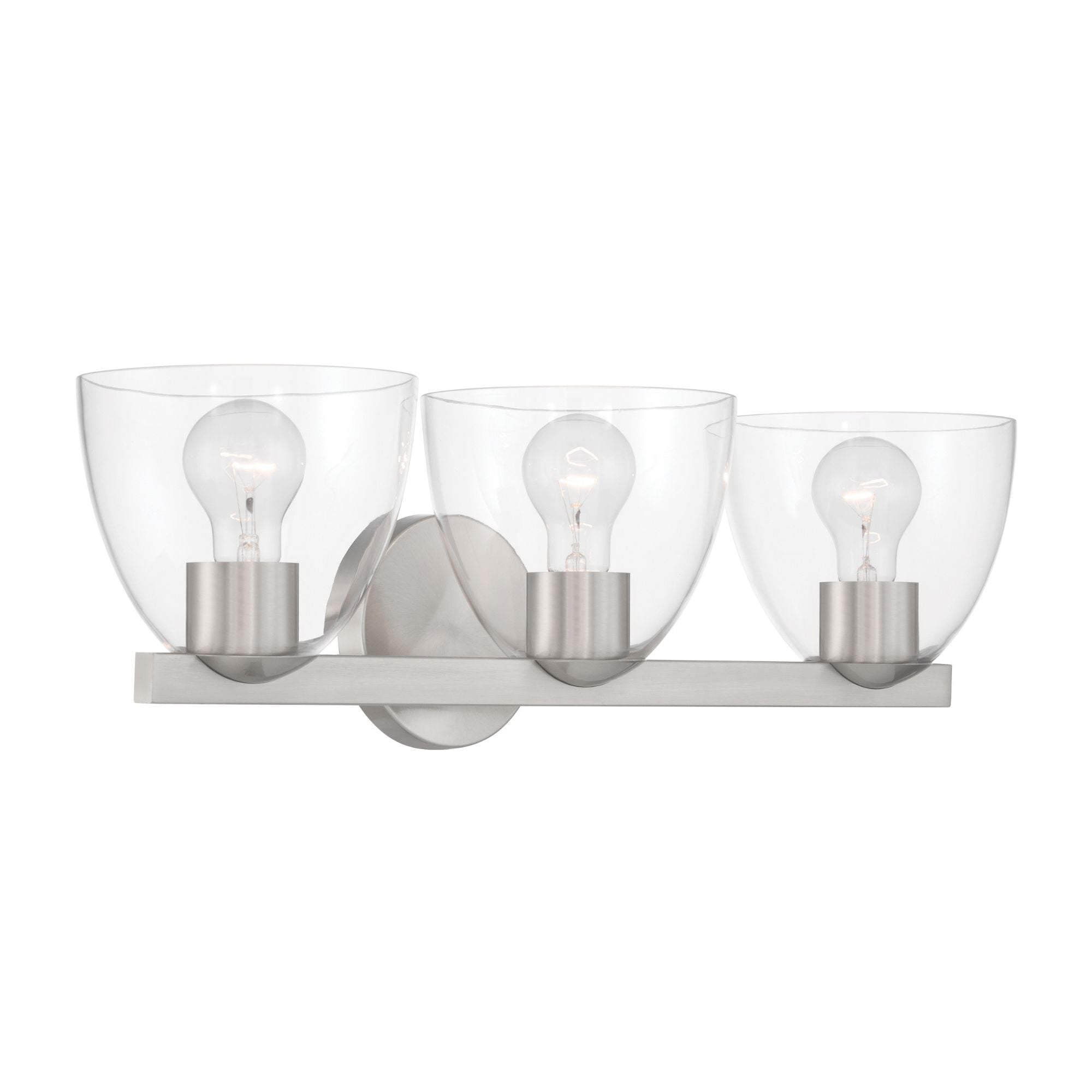 Minka-Lavery Noellea 23.5 in. 3-Light Vanity, Brushed Nickel with Clear Tapered Glass