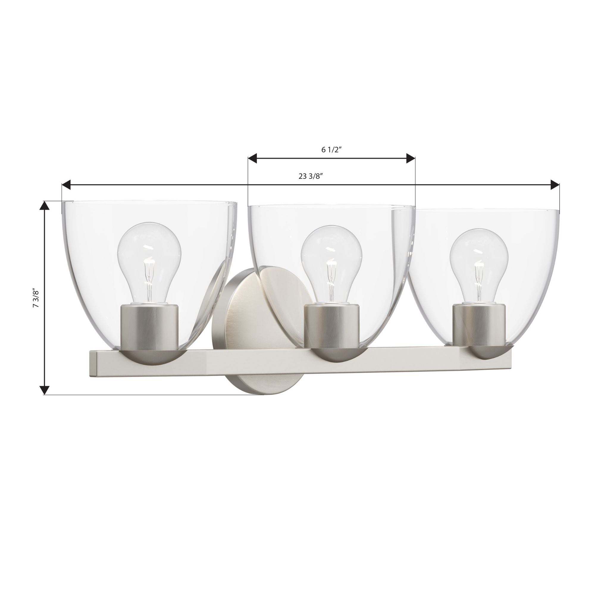 Minka-Lavery Noellea 23.5 in. 3-Light Vanity, Brushed Nickel with Clear Tapered Glass