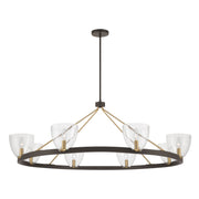 Minka-Lavery Noellea 50 in. 8-Light Chandelier, Dark Bronze & Legacy Brass with Clear Glass Shades