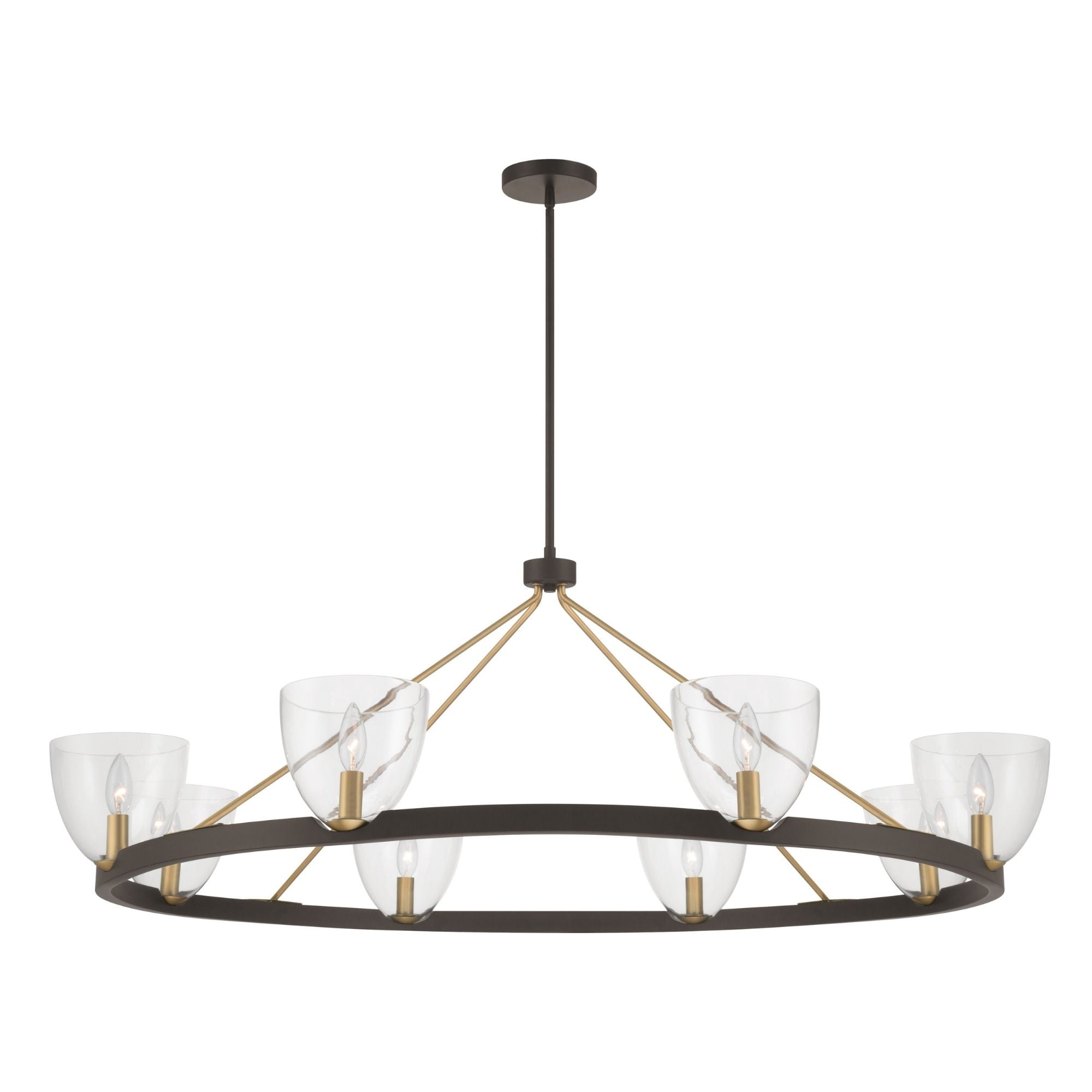 Minka-Lavery Noellea 50 in. 8-Light Chandelier, Dark Bronze & Legacy Brass with Clear Glass Shades