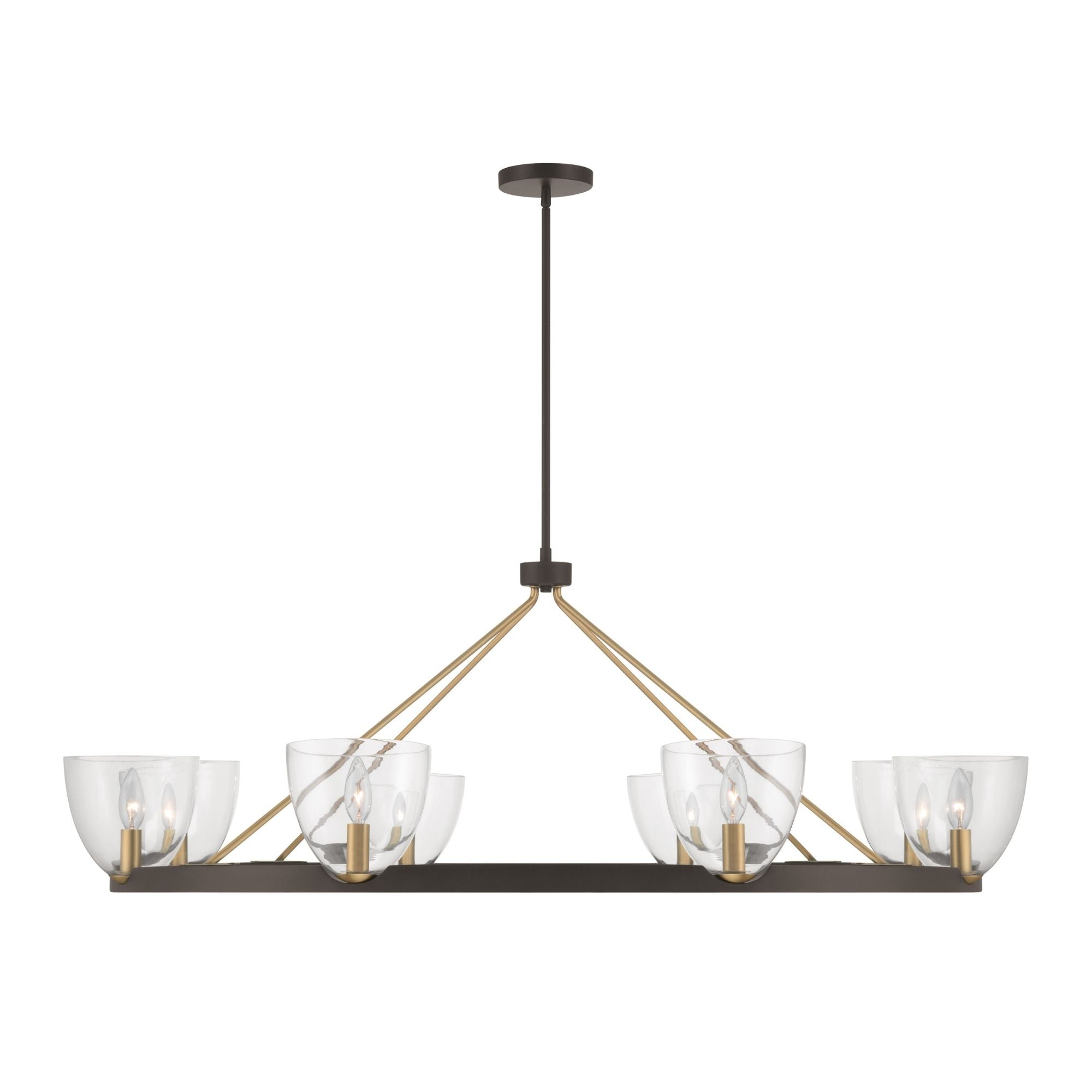 Minka-Lavery Noellea 50 in. 8-Light Chandelier, Dark Bronze & Legacy Brass with Clear Glass Shades
