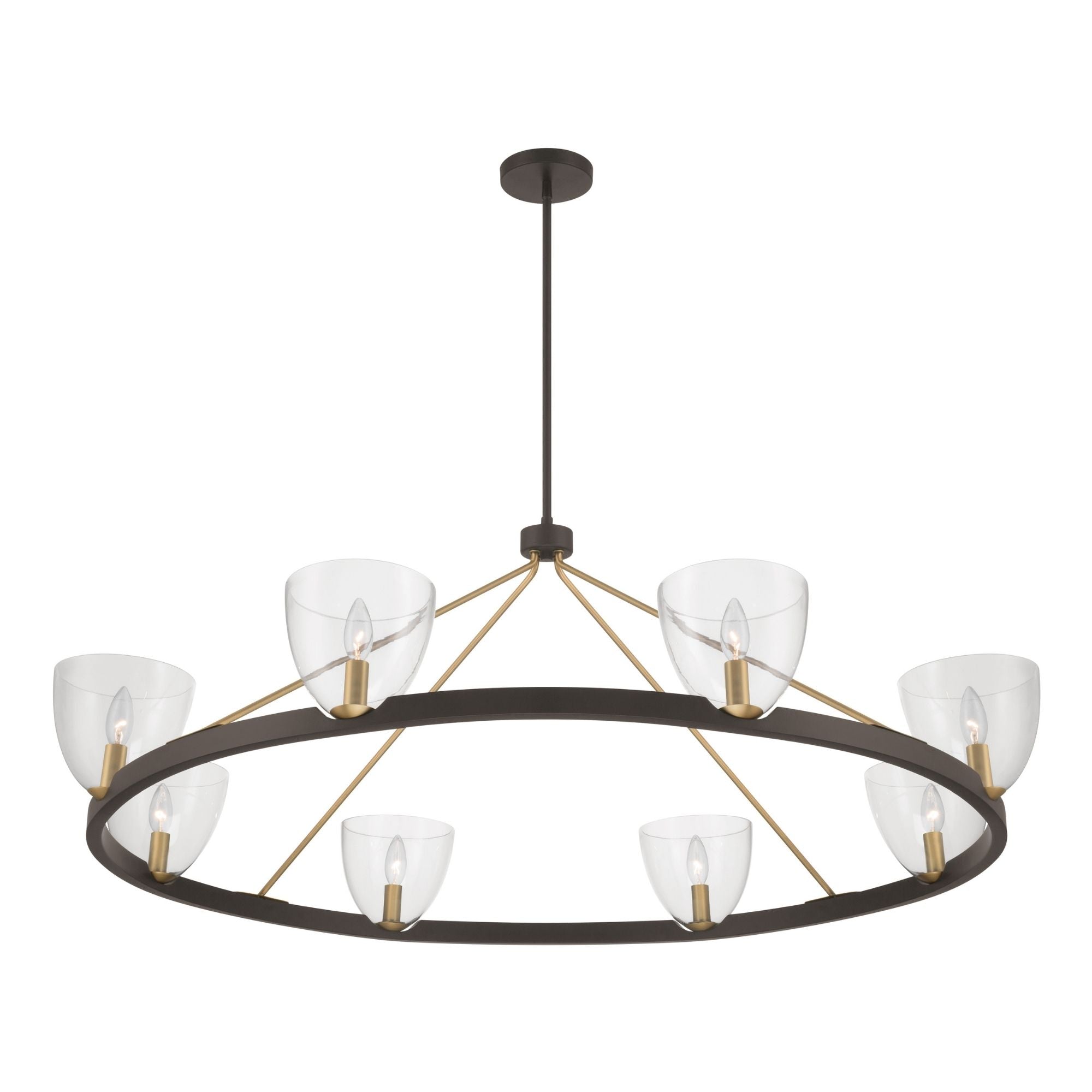 Minka-Lavery Noellea 50 in. 8-Light Chandelier, Dark Bronze & Legacy Brass with Clear Glass Shades