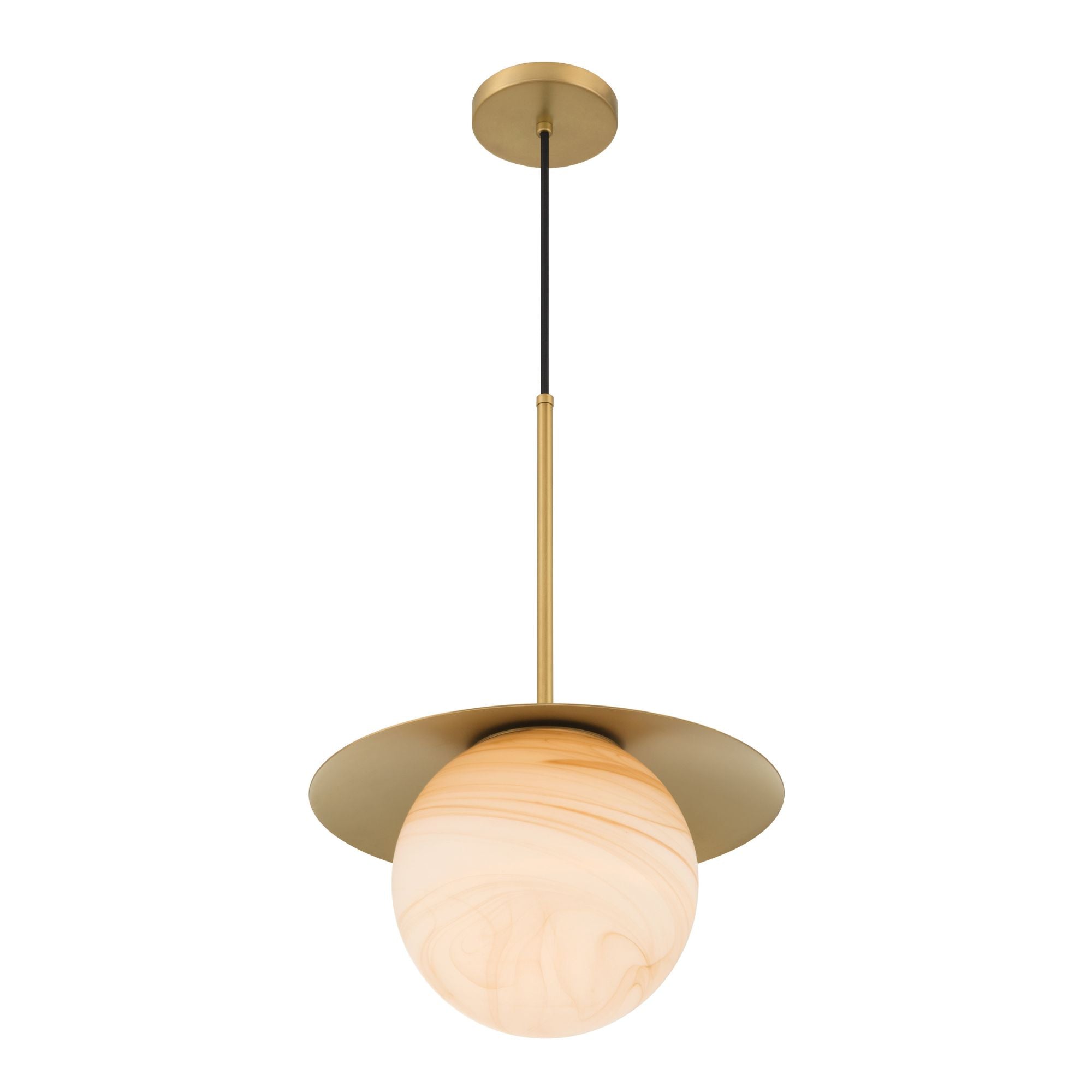 Minka-Lavery Olenne 21.75 in. Pendant Light, Legacy Brass with Etched Amber Swirl Glass Globe